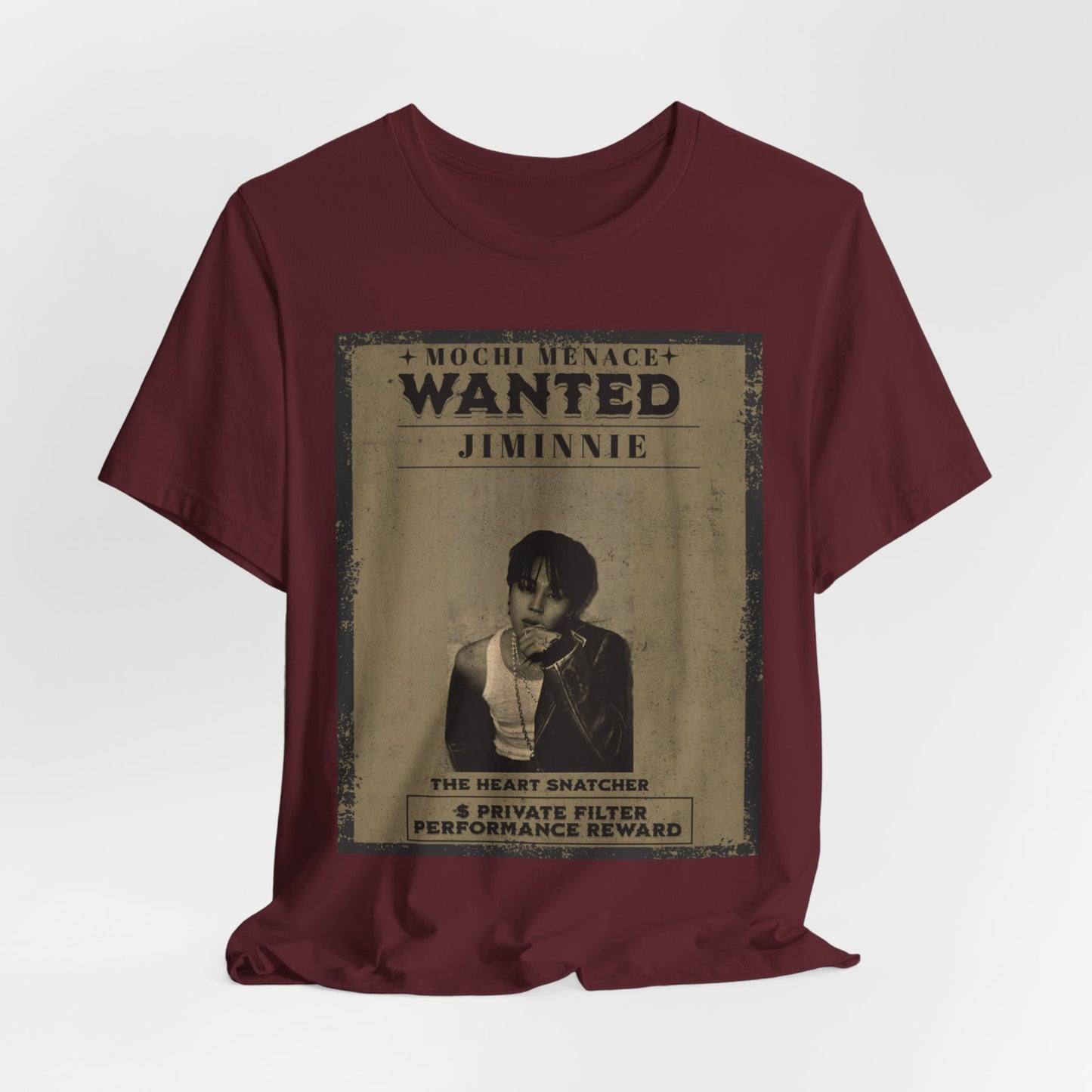 JIMIN Wanted Poster Graphic Tee — 'Mischief Menace' Vintage Style