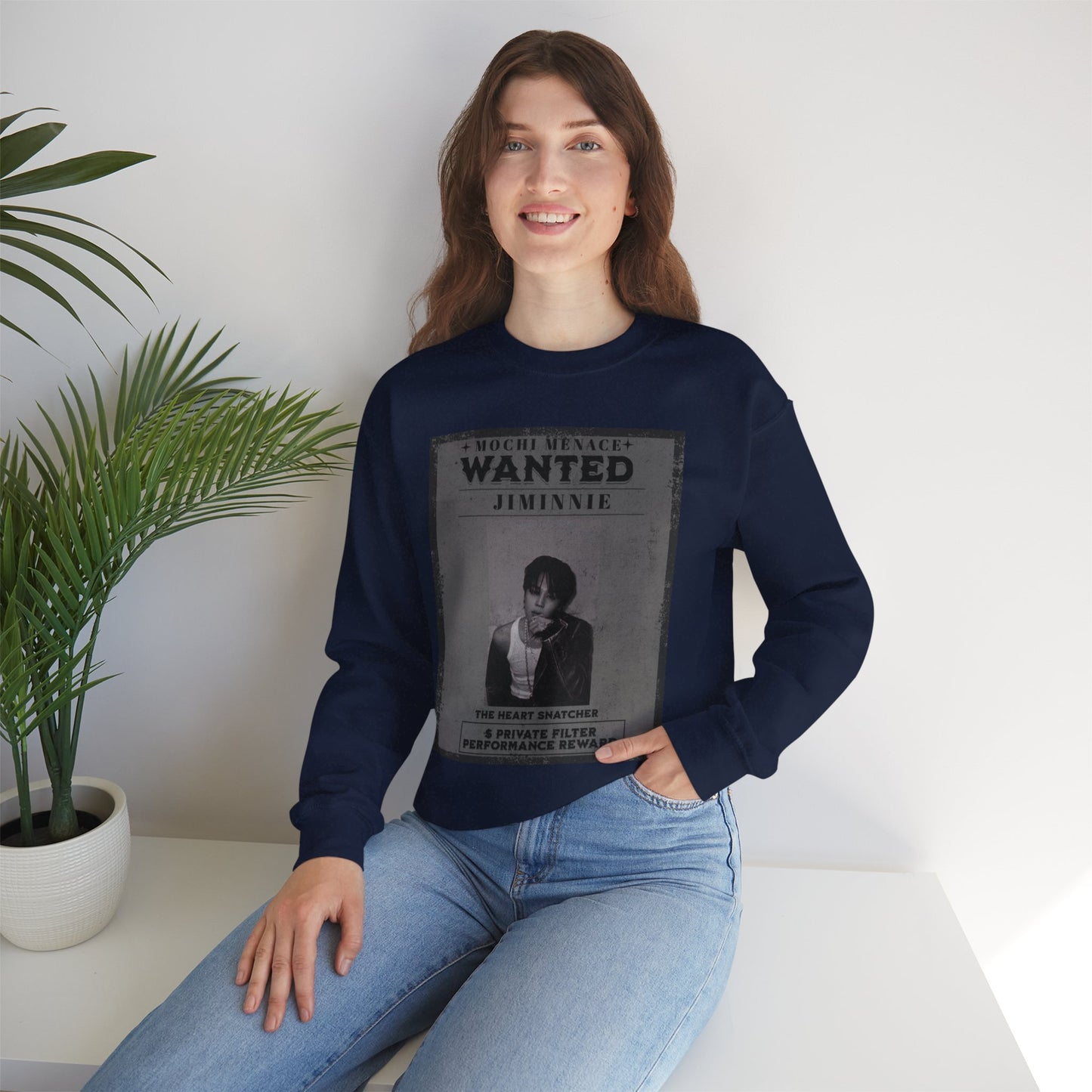 Wanted Poster Crewneck Sweatshirt – 'Wanted Jiminie' Vintage K-Pop Graphic