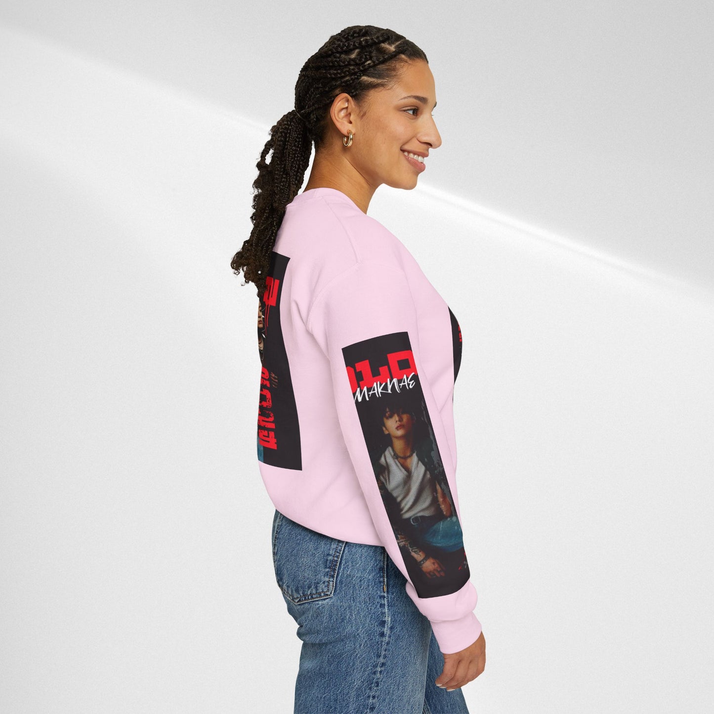 JK Golden Making Crewneck Sweatshirt — Retro K-Pop Photo Graphic