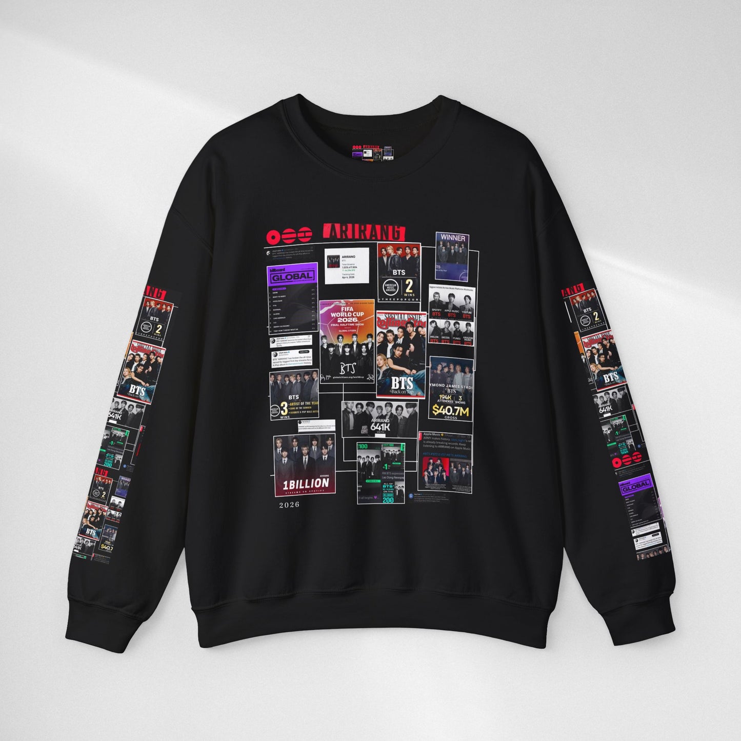 Crewneck Sweatshirt — BTS ARIRANG Collage Graphic Crewneck (Album Posters & Tour Art)