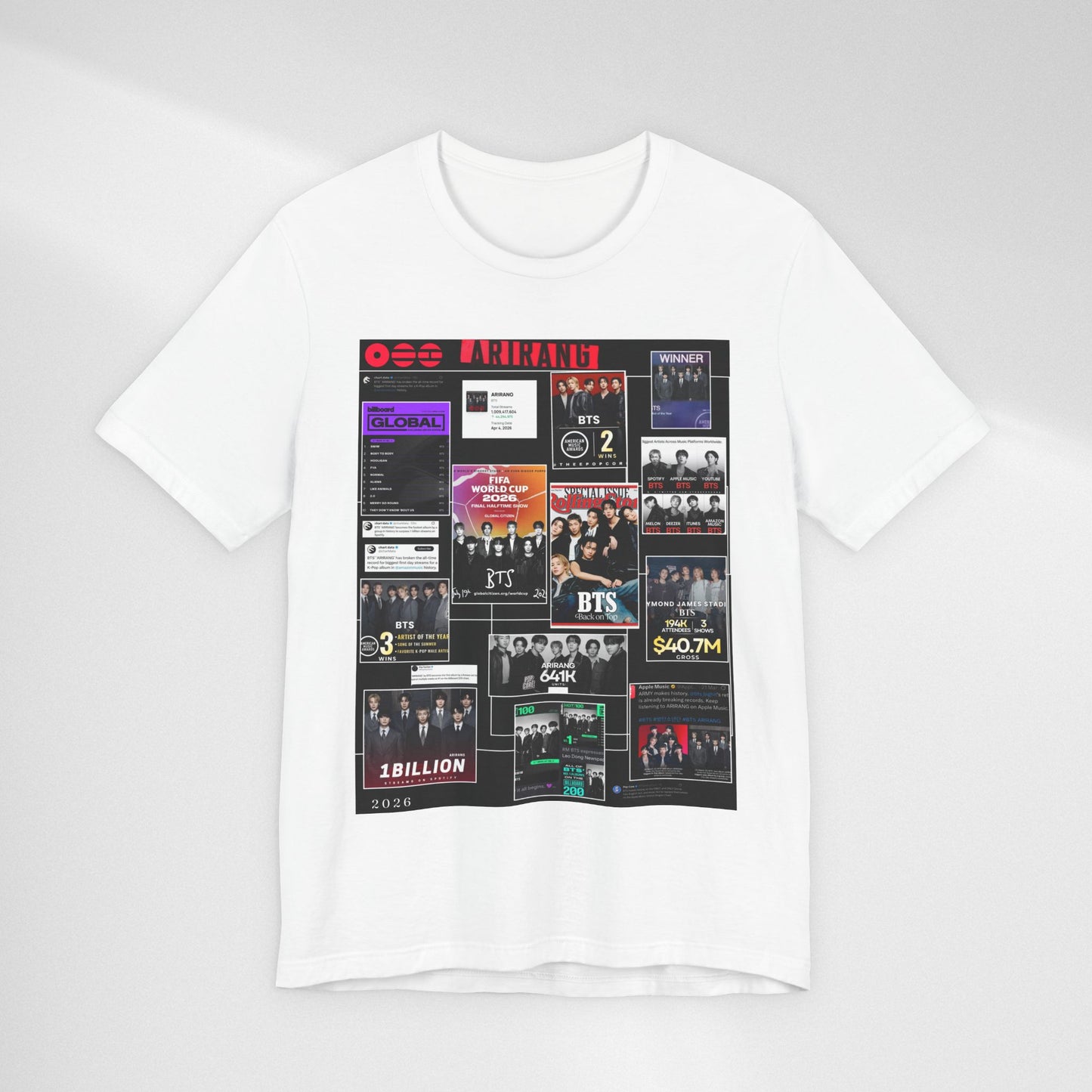 BTS  ARIRANG Collage Graphic Tee — K‑Pop Fan Tribute Shirt