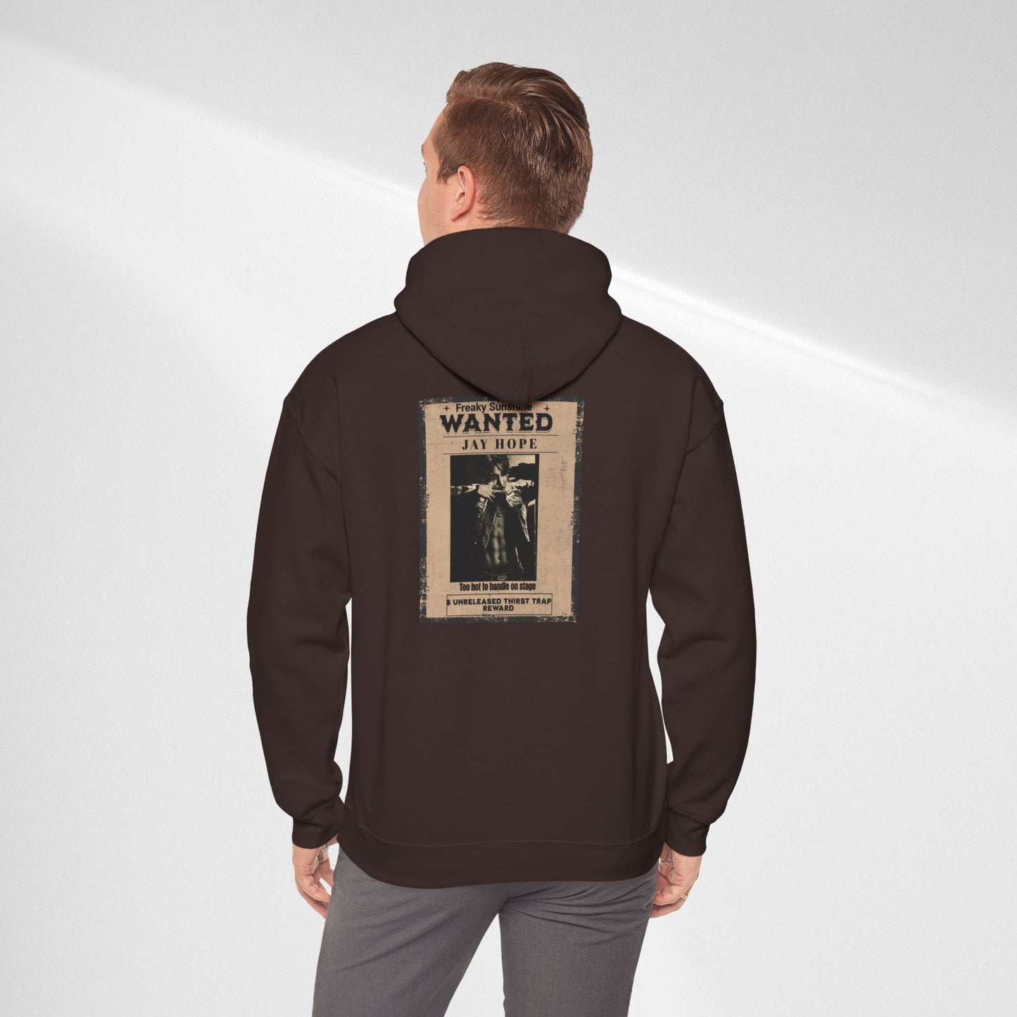 Hoodie - Vintage JHOPE 'WANTED' Poster Graphic Hooded Sweatshirt