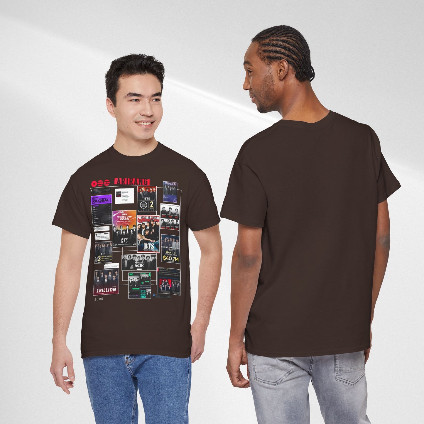 BTS ARIRANG Collage Tee — Iconic Albums & Milestones Graphic T-Shirt