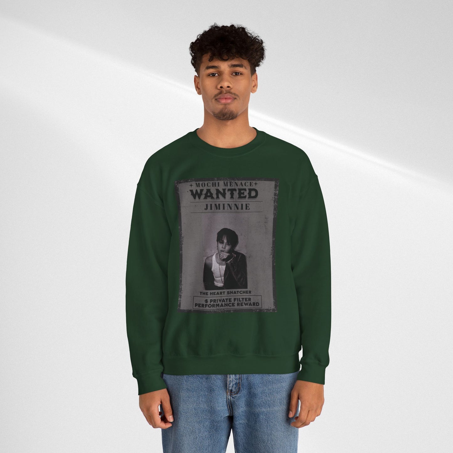 Wanted Poster Crewneck Sweatshirt – 'Wanted Jiminie' Vintage K-Pop Graphic