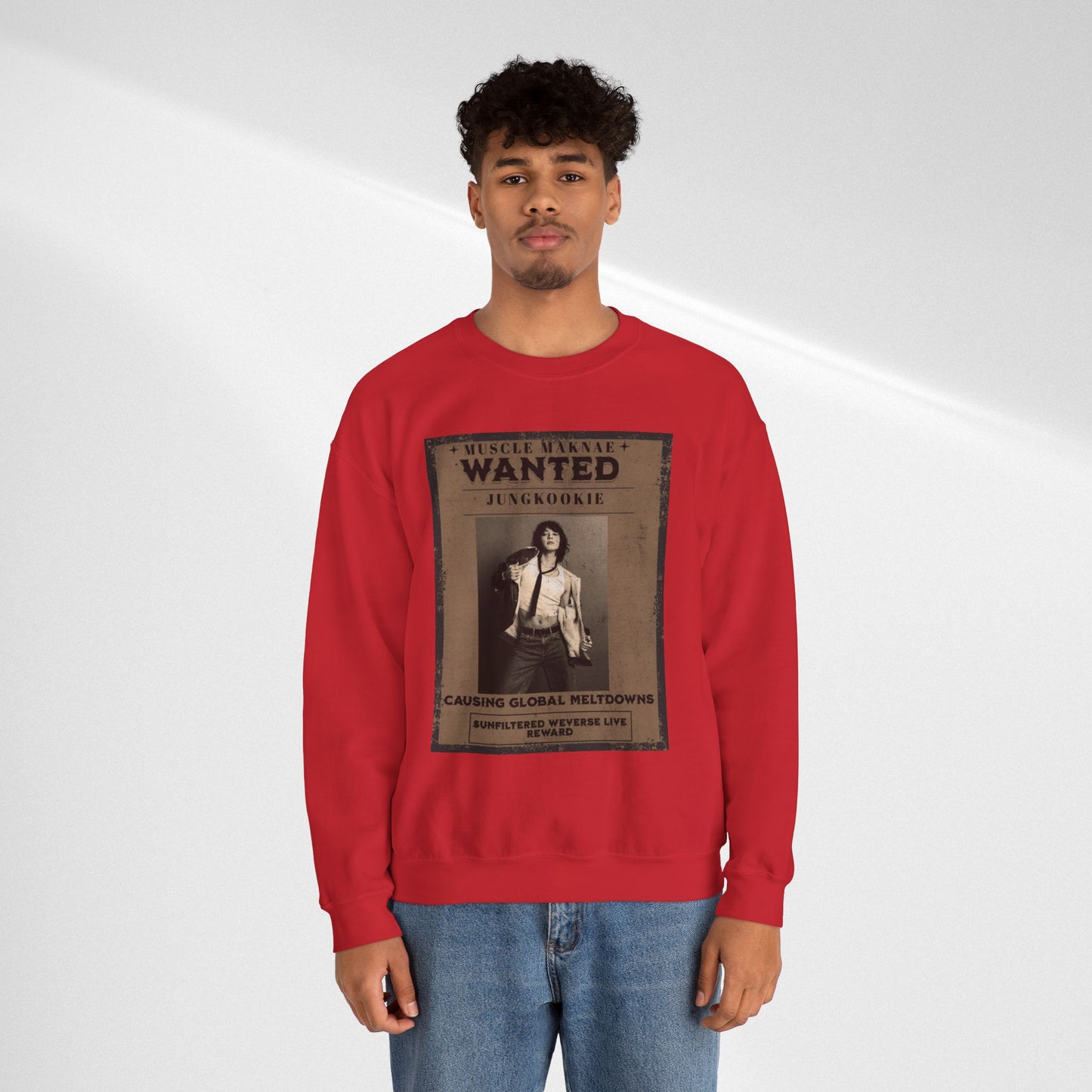 Crewneck Sweatshirt — Vintage JK'Wanted' Poster Graphic