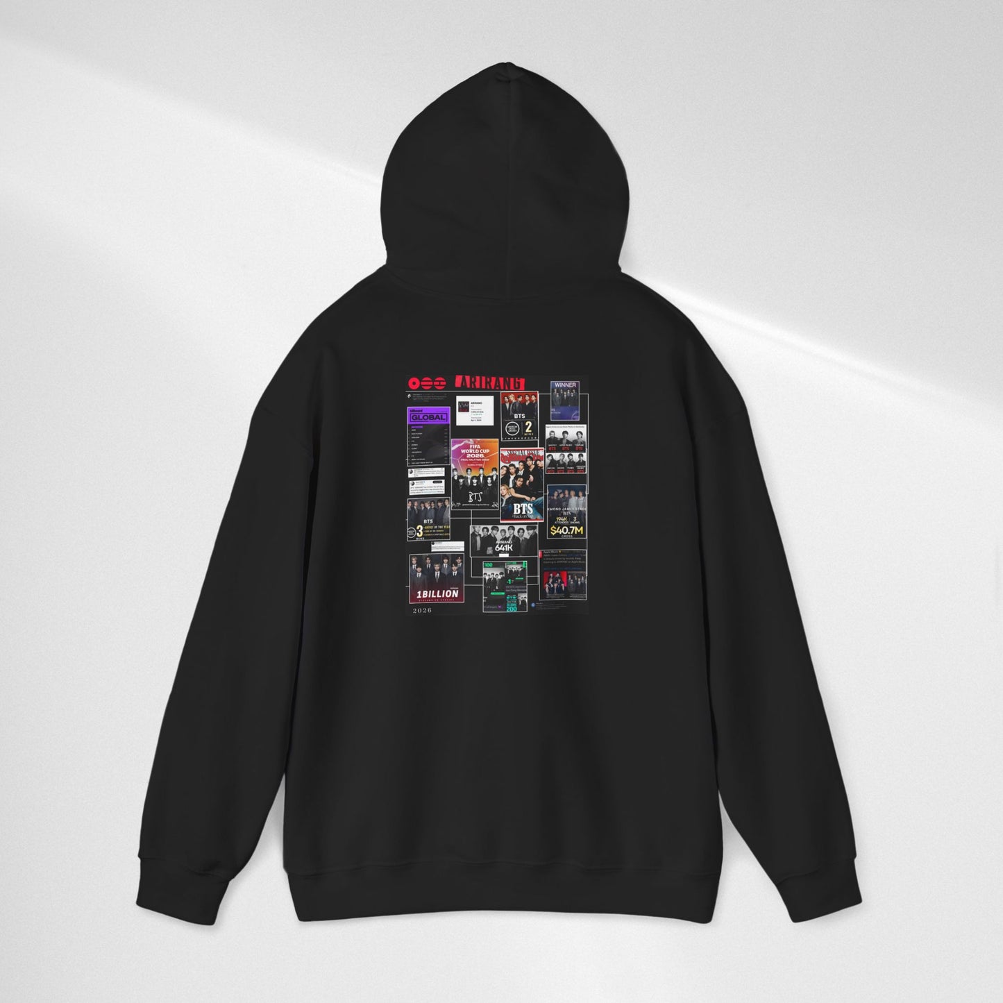 BTS ARIRANG Band Poster Collage Hoodie — Vintage Gig Tour Graphic Sweatshirt