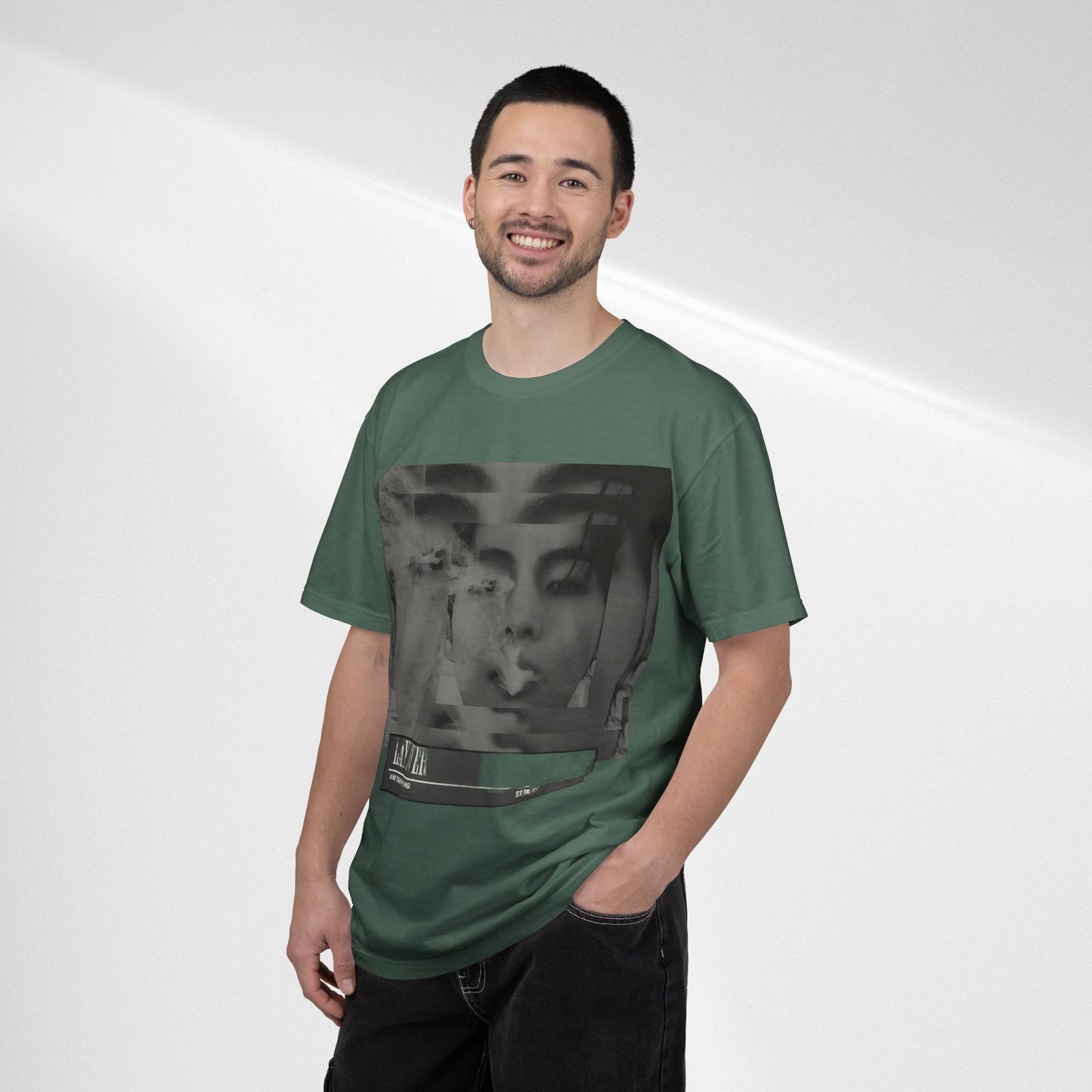 V Graphic Tee — Noir Glitch Portrait T-Shirt