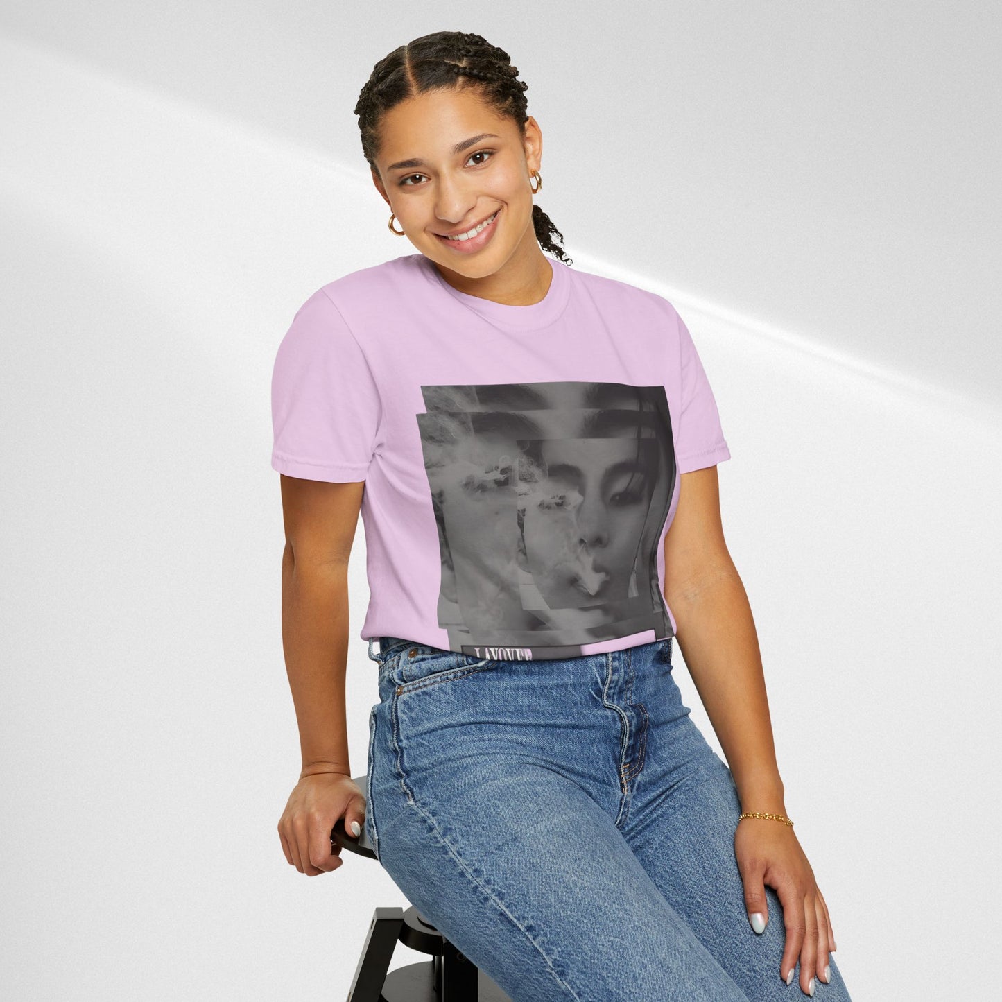 V Graphic Tee — Noir Glitch Portrait T-Shirt