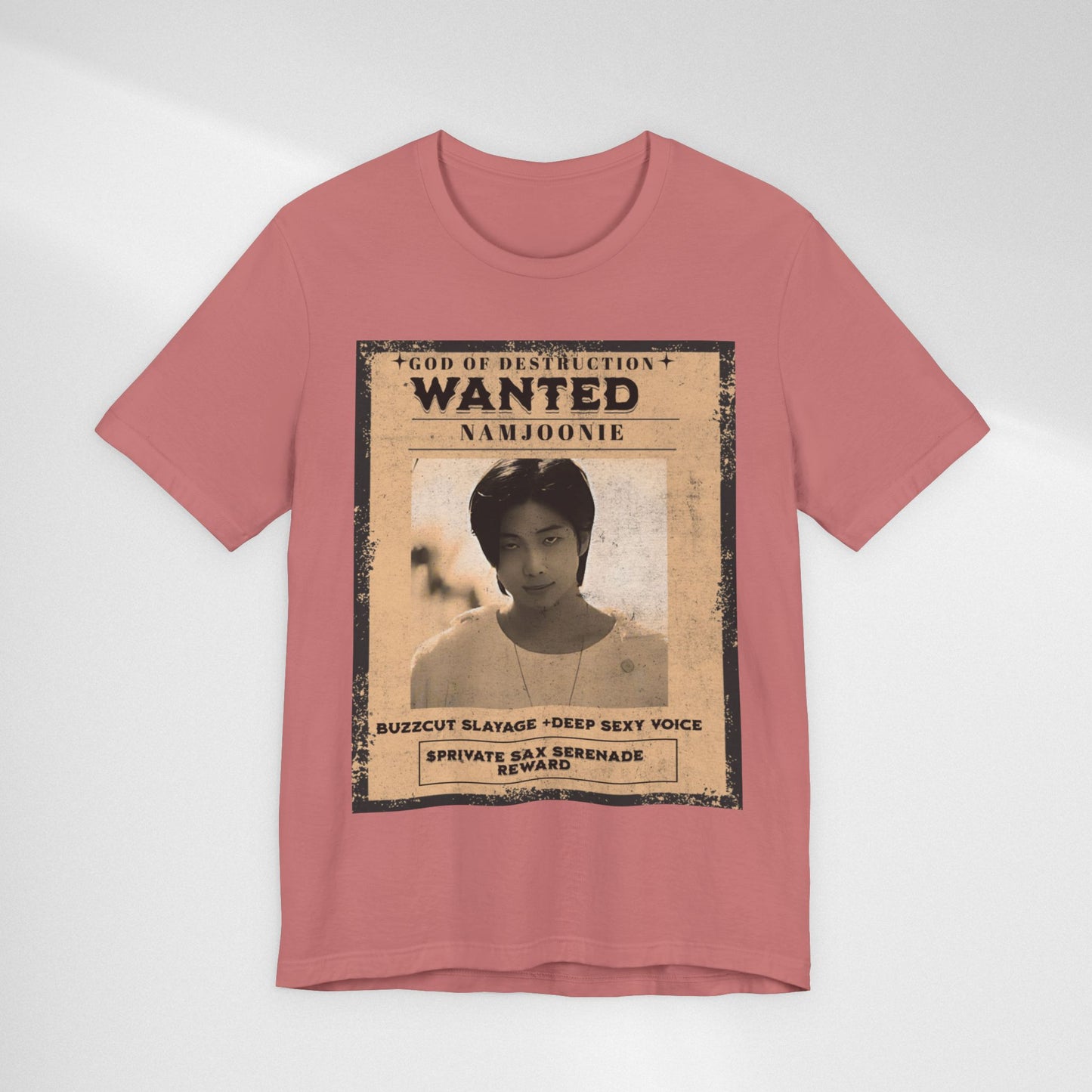 T-Shirt — Vintage 'Wanted: Namjoonie' Photo Tee (K-Pop Fan Poster Style)