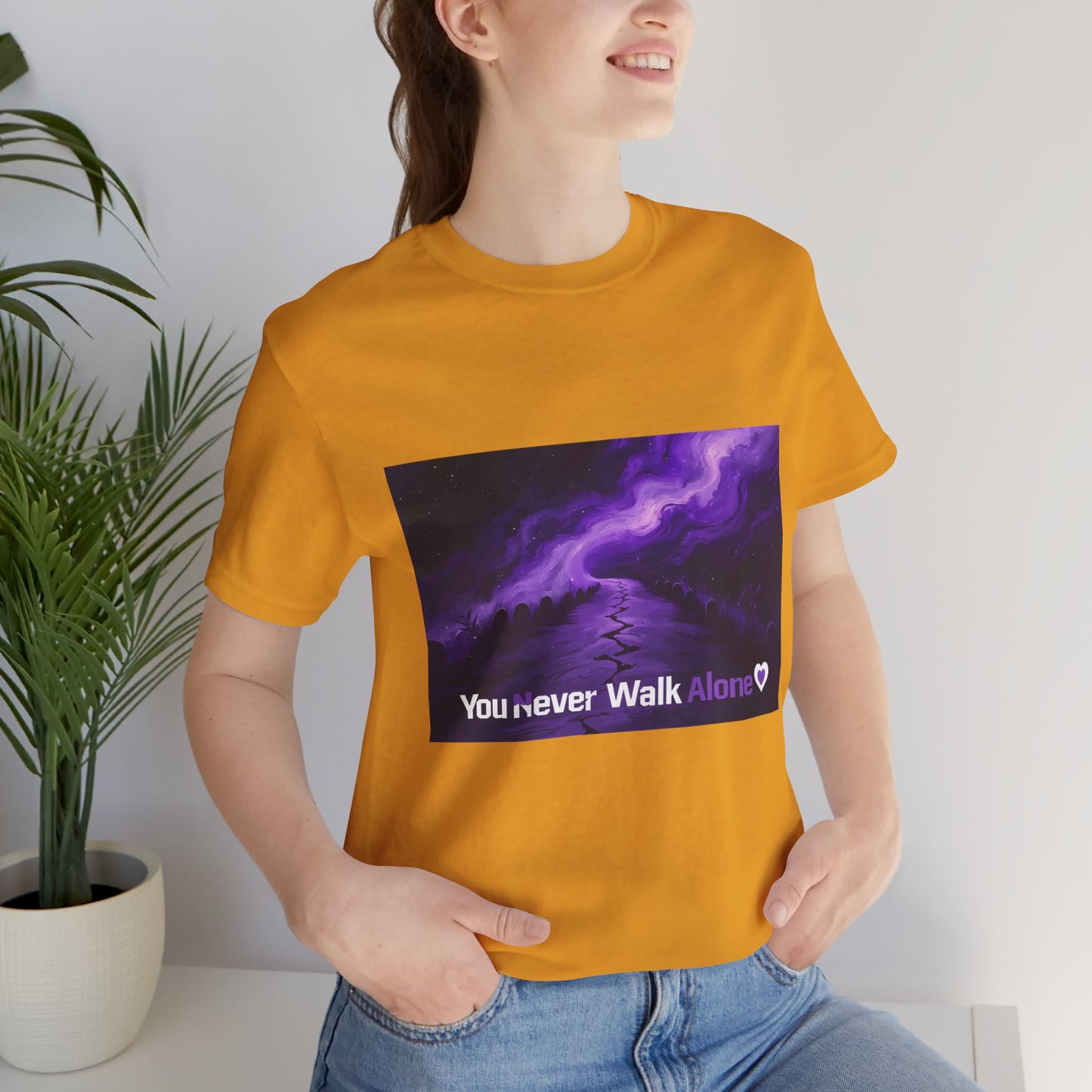 You Never Walk Alone Tee — Purple Night Stairway Graphic T‑Shirt