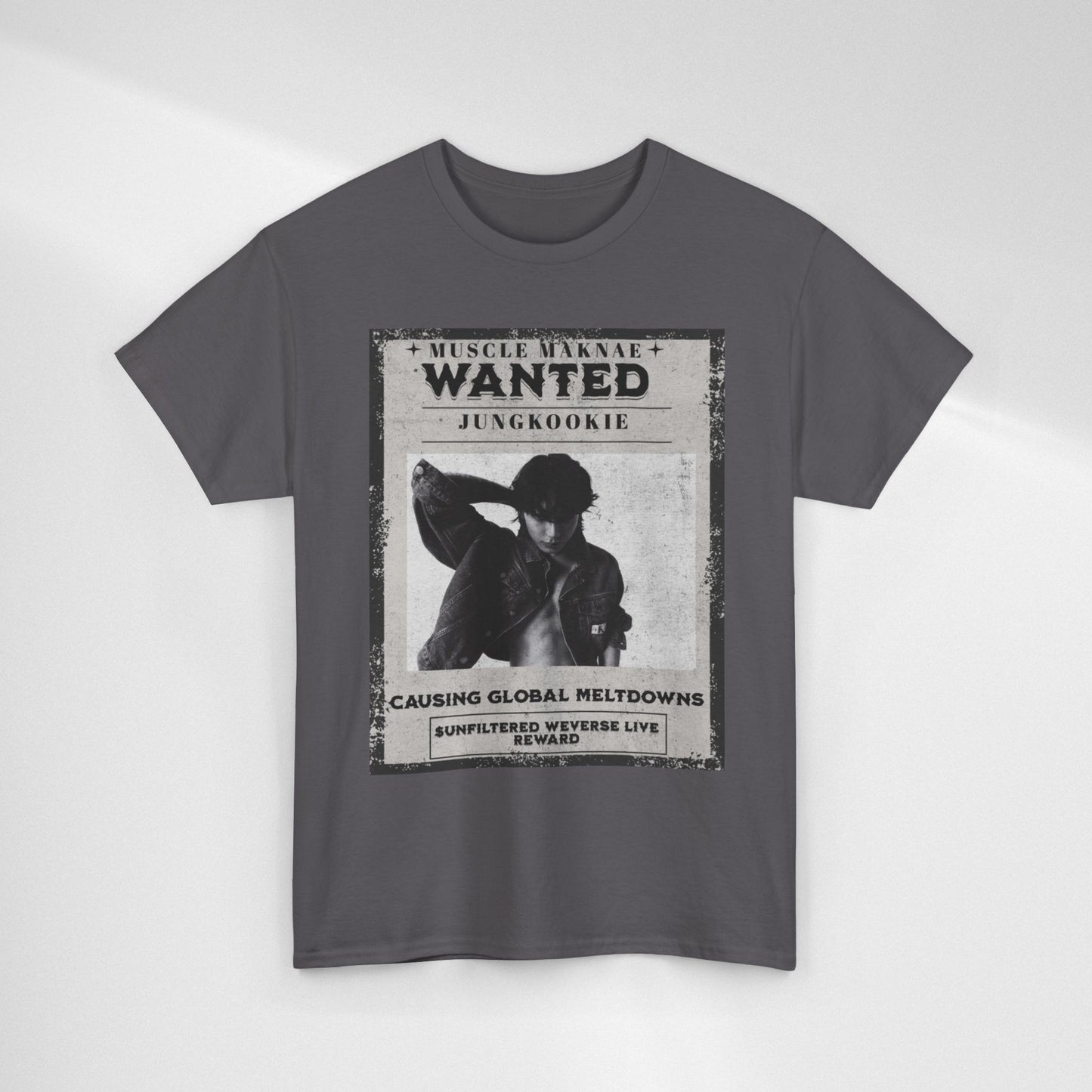 Wanted Poster T-Shirt — "Jungkookie" Vintage K-Pop Graphic Tee