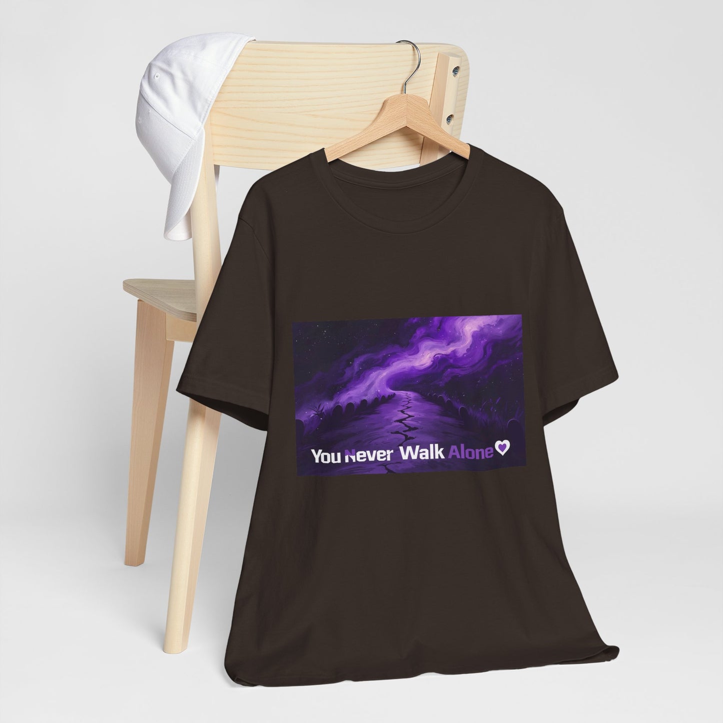 You Never Walk Alone Tee — Purple Night Stairway Graphic T‑Shirt