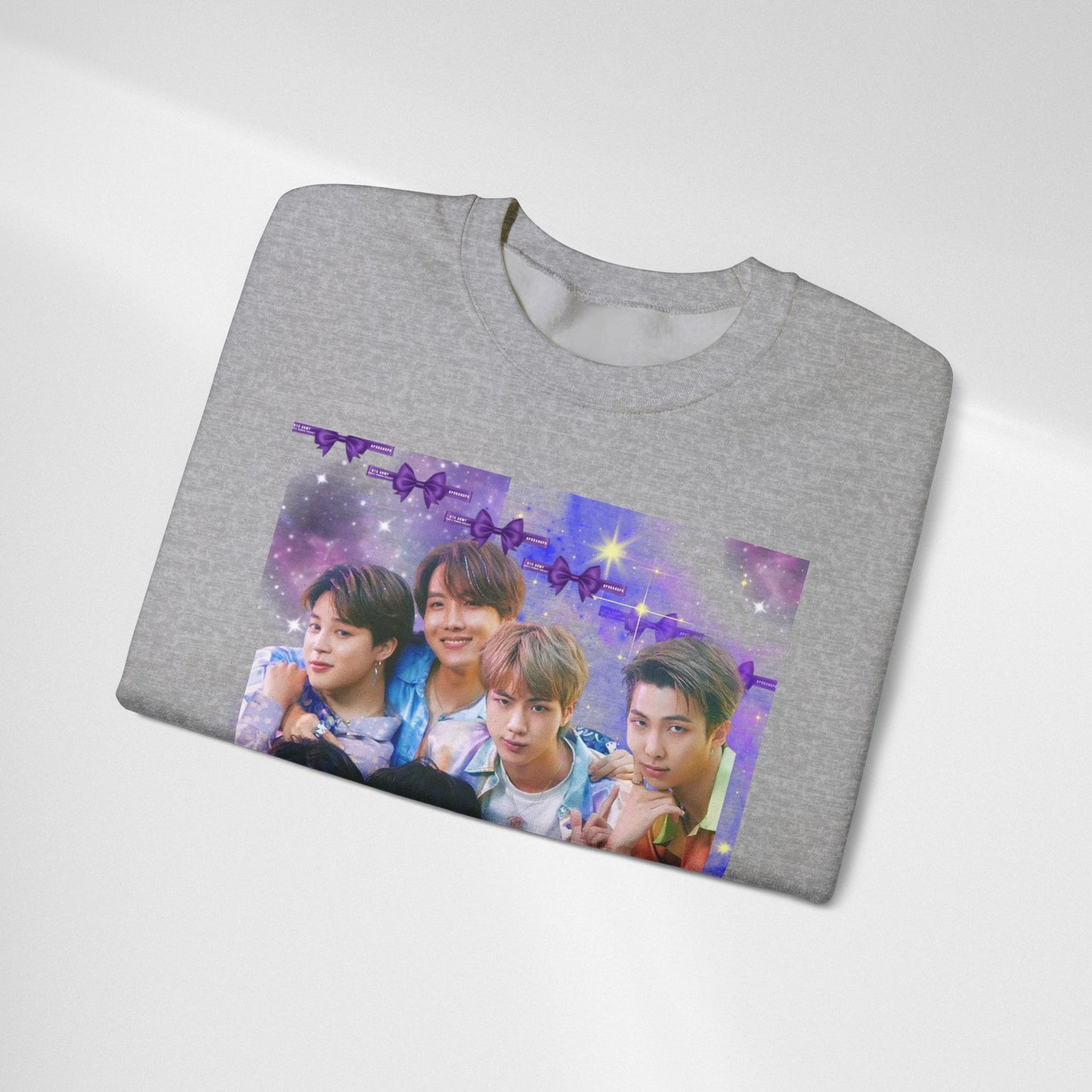 BTS Group Photo Crewneck Sweatshirt — Purple Fan Art Print