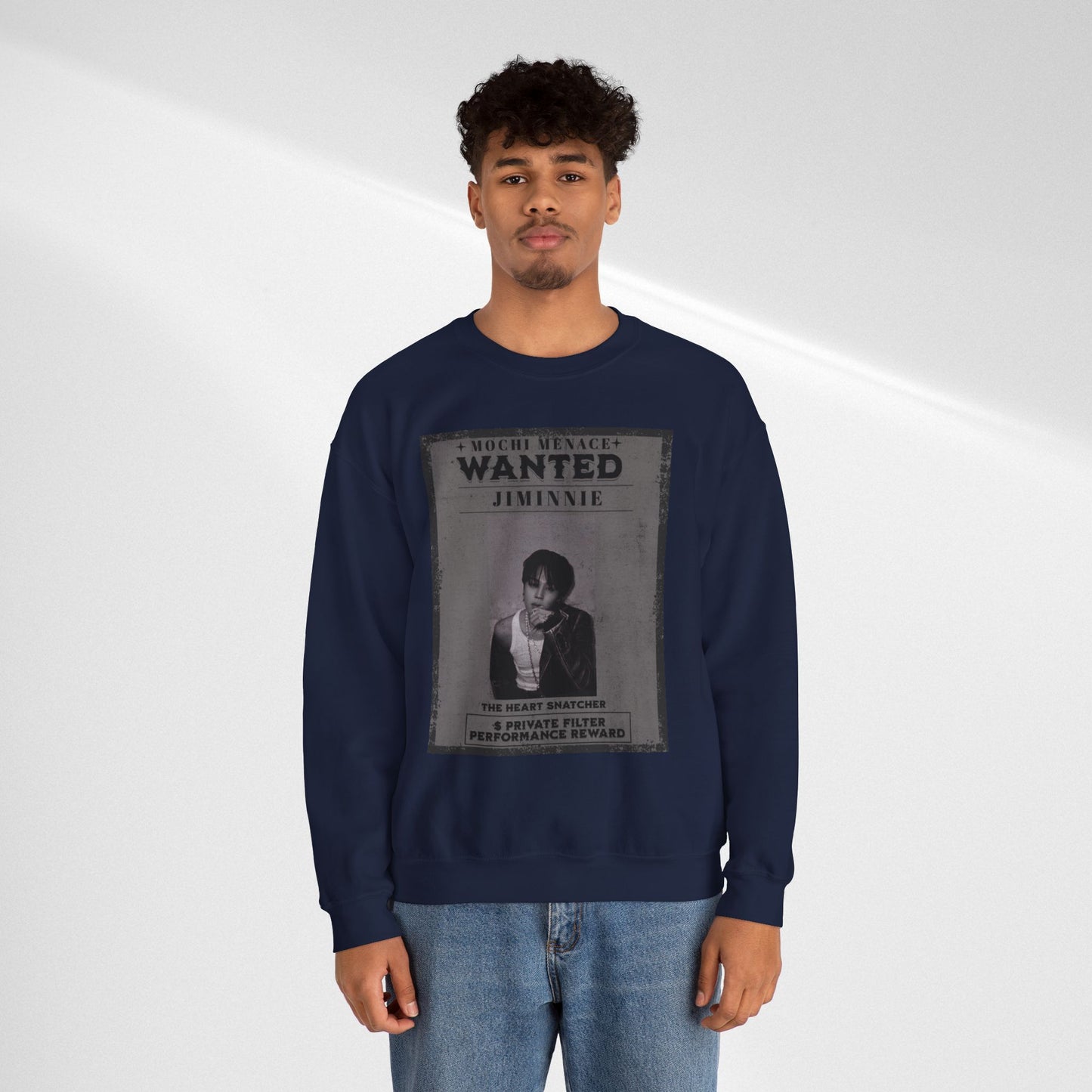 Wanted Poster Crewneck Sweatshirt – 'Wanted Jiminie' Vintage K-Pop Graphic