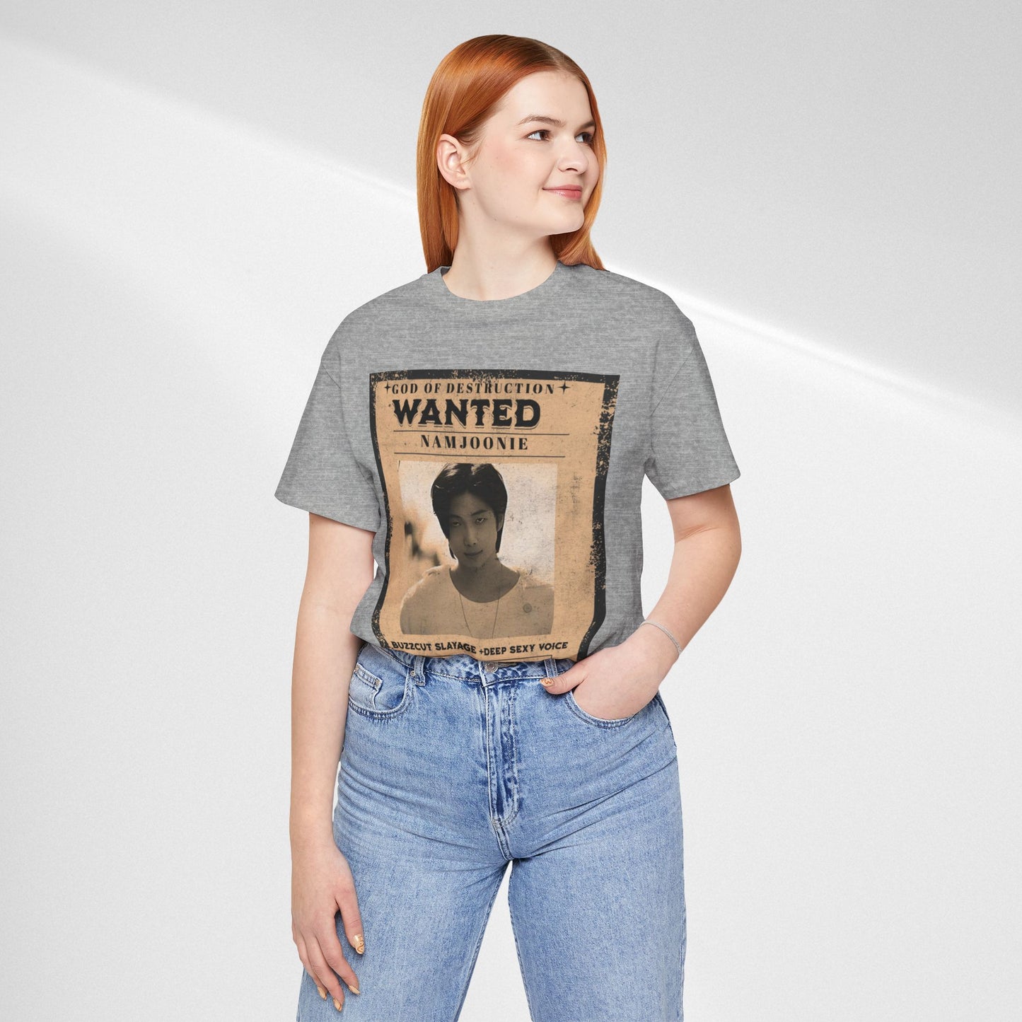 T-Shirt — Vintage 'Wanted: Namjoonie' Photo Tee (K-Pop Fan Poster Style)