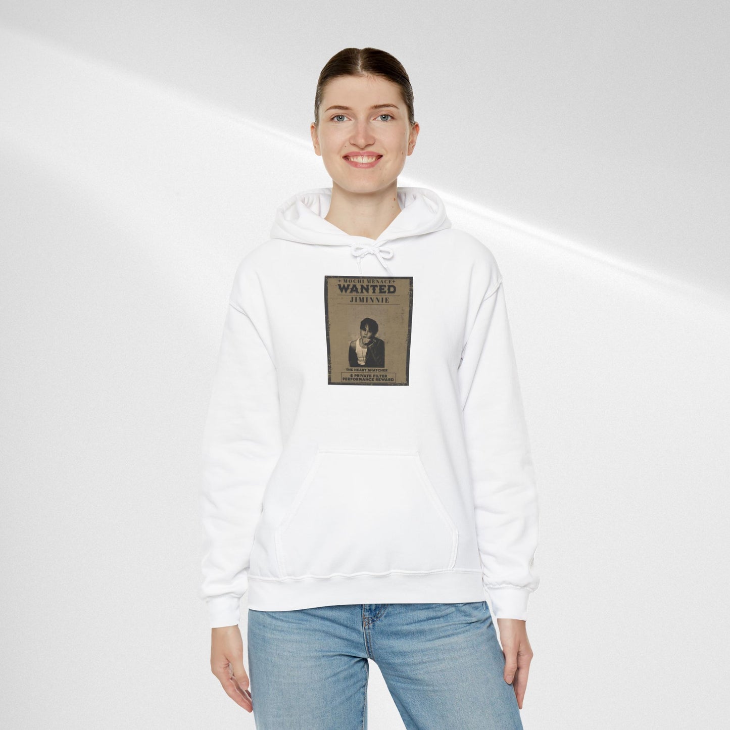 JIMIN Wanted Poster Hoodie — Vintage Photo "Wanted" Graphic Sweatshirt