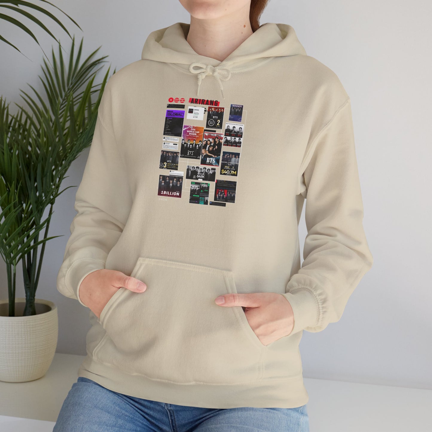 BTS ARIRANG Band Poster Collage Hoodie — Vintage Gig Tour Graphic Sweatshirt