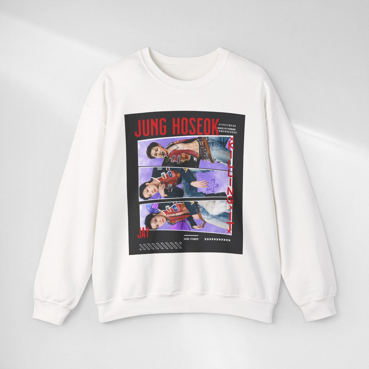 Photo Collage Crewneck Sweatshirt — 'JUNG HOSEOK' Graphic Pullover