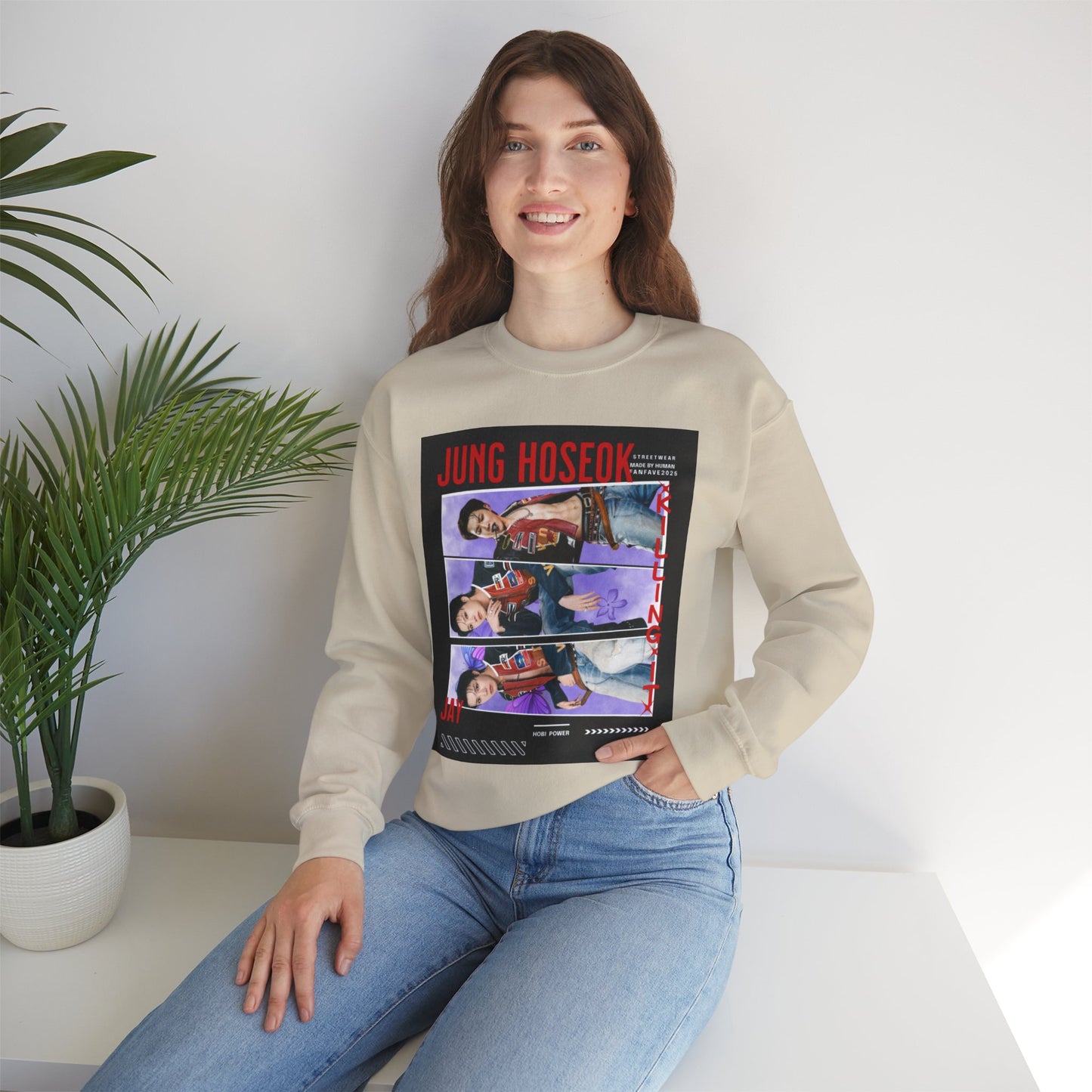 Photo Collage Crewneck Sweatshirt — 'JUNG HOSEOK' Graphic Pullover