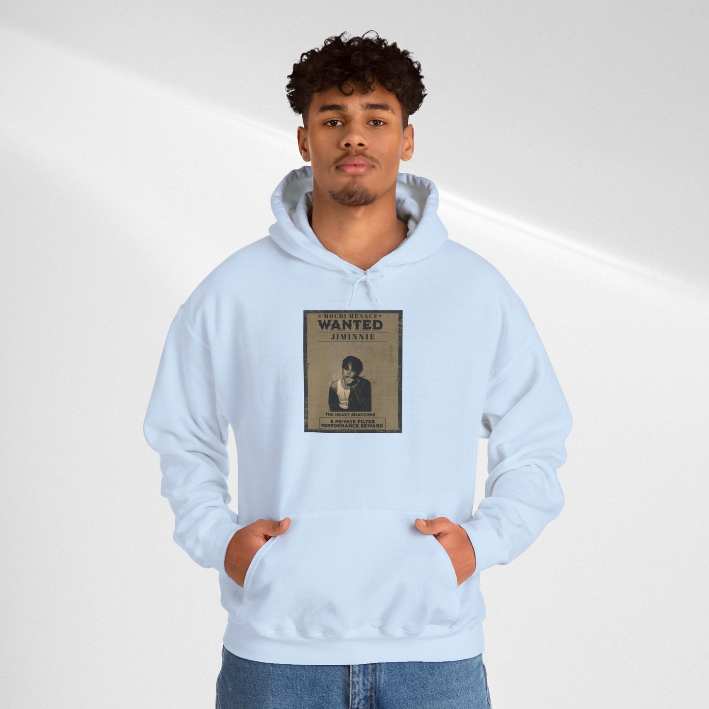 JIMIN Wanted Poster Hoodie — Vintage Photo "Wanted" Graphic Sweatshirt