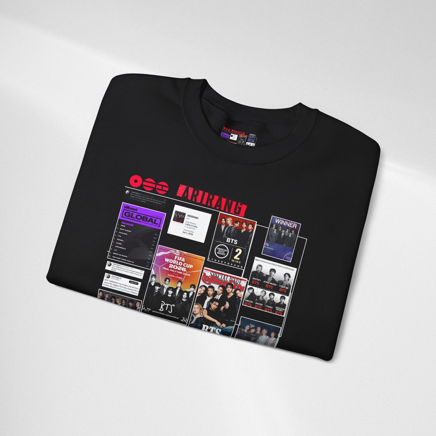 Crewneck Sweatshirt — BTS ARIRANG Collage Graphic Crewneck (Album Posters & Tour Art)