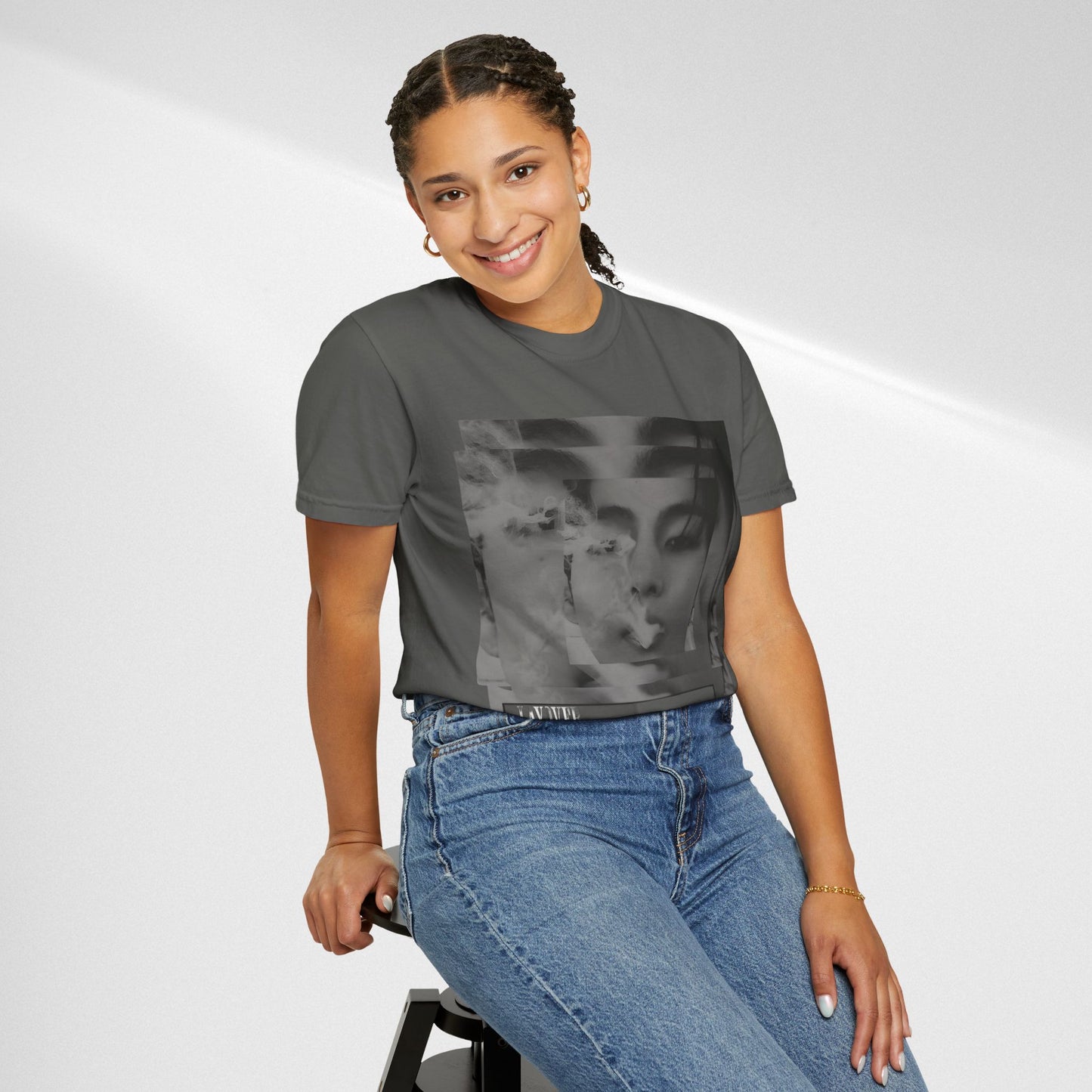 V Graphic Tee — Noir Glitch Portrait T-Shirt