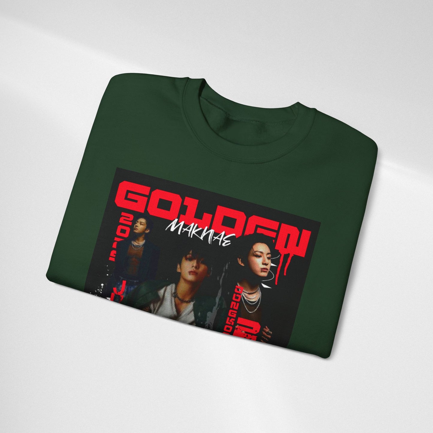 JK Golden Making Crewneck Sweatshirt — Retro K-Pop Photo Graphic