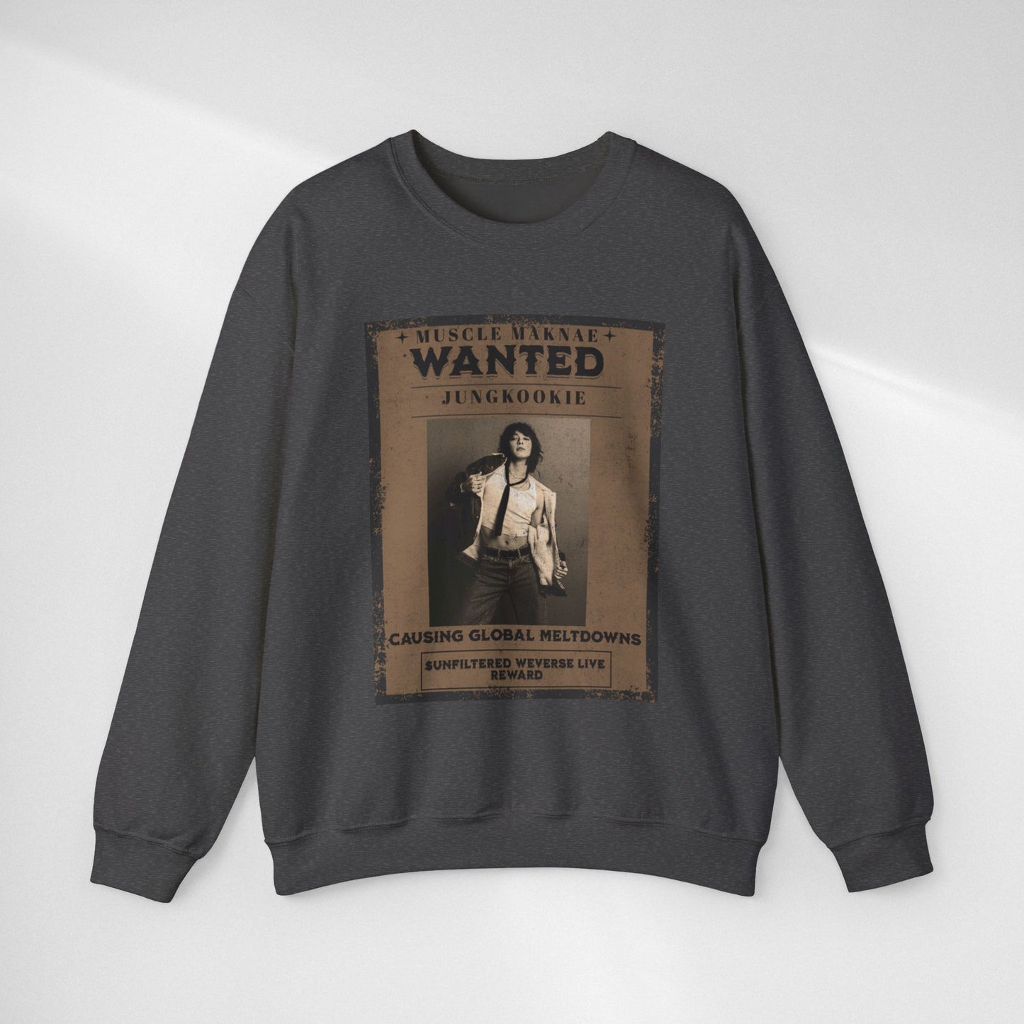 Crewneck Sweatshirt — Vintage JK'Wanted' Poster Graphic