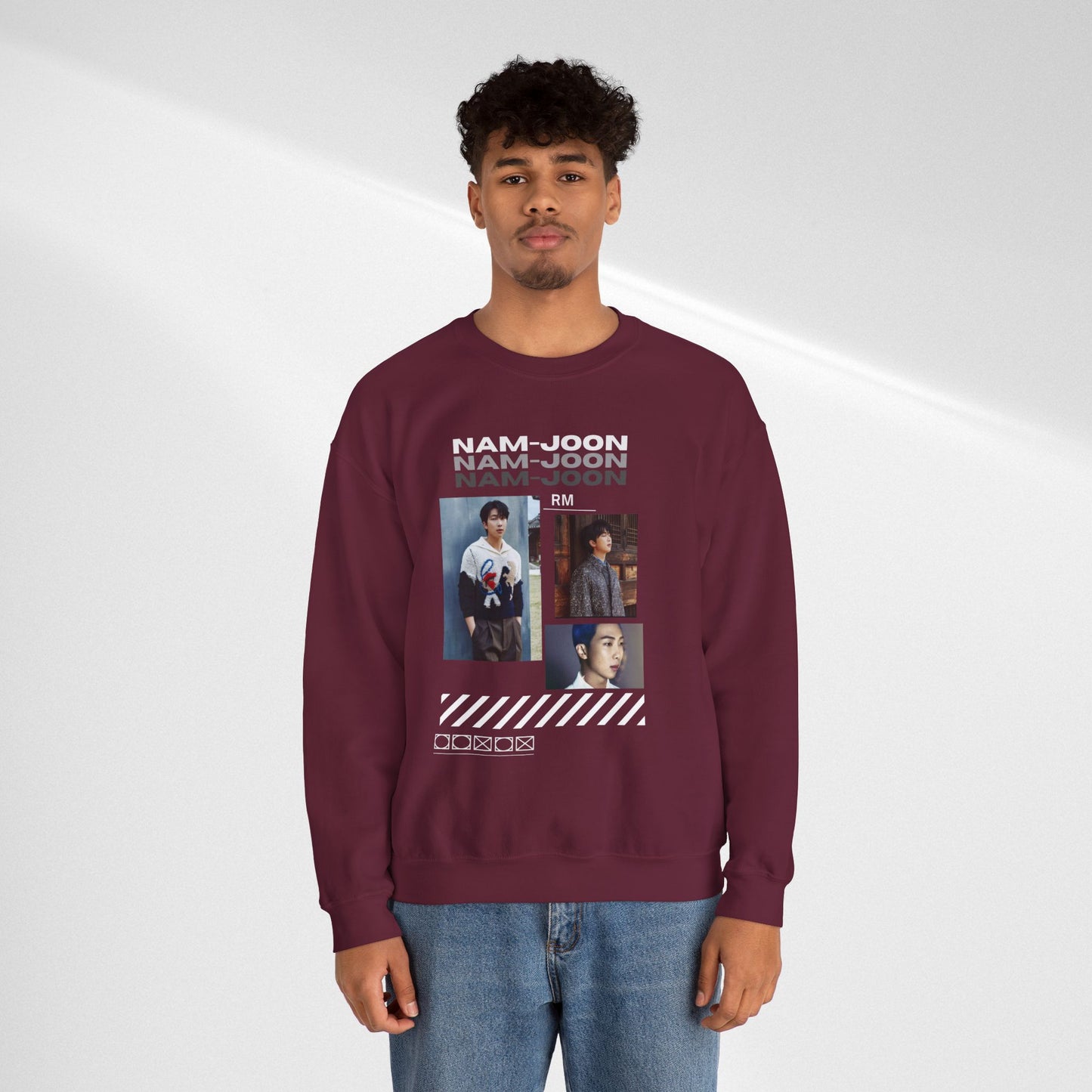 Photo Collage Crewneck Sweatshirt — "Nam-Joon" Graphic Pullover