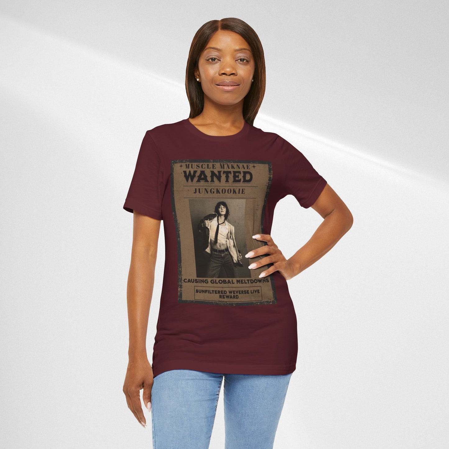Wanted Poster Tee — 'Jungkook: Causing Global Meltdowns' Vintage K-Pop T-Shirt