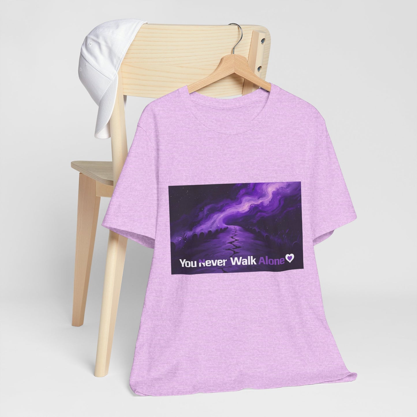 You Never Walk Alone Tee — Purple Night Stairway Graphic T‑Shirt