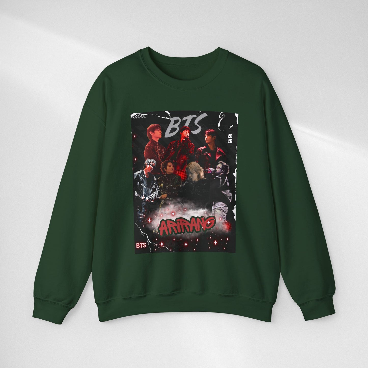 BTS Graphic Crewneck Sweatshirt – Red & Black Band Photo Design