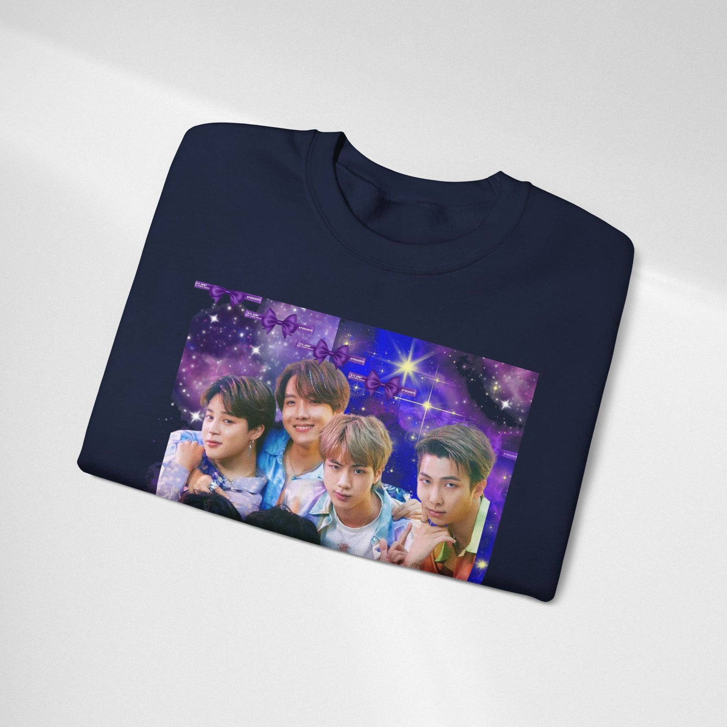 BTS Group Photo Crewneck Sweatshirt — Purple Fan Art Print