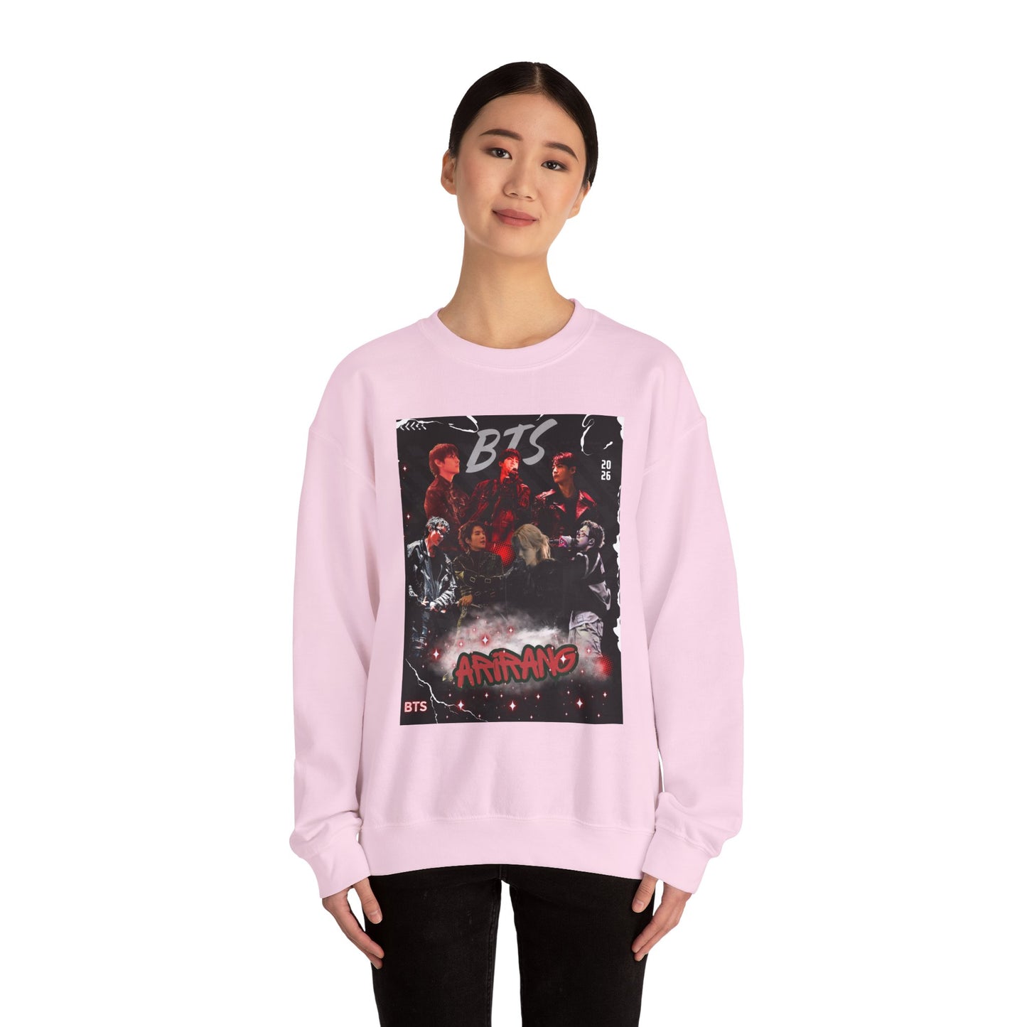 BTS Graphic Crewneck Sweatshirt – Red & Black Band Photo Design