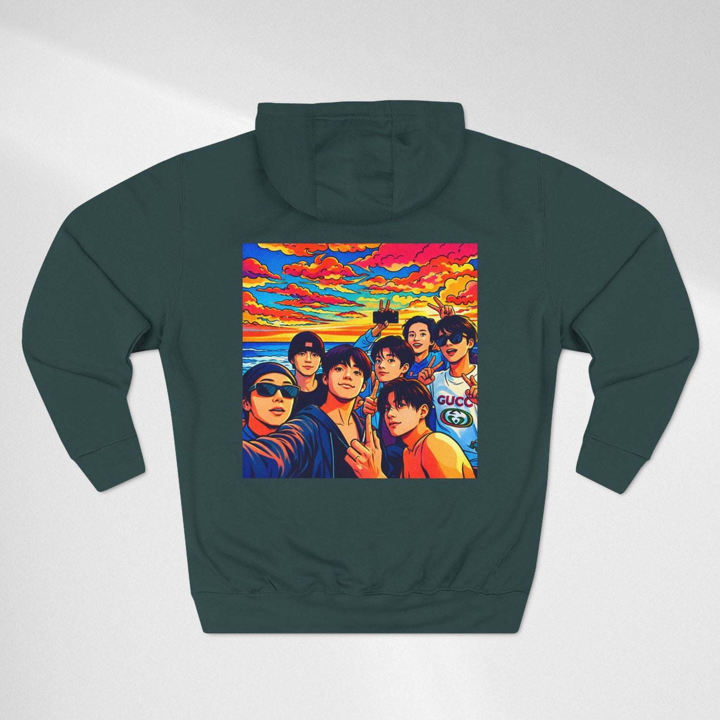 BTS Inspired Graphic Hoodie — Vibrant Group Portrait Streetwear