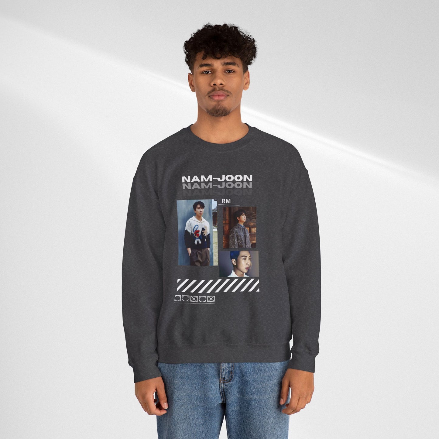 Photo Collage Crewneck Sweatshirt — "Nam-Joon" Graphic Pullover