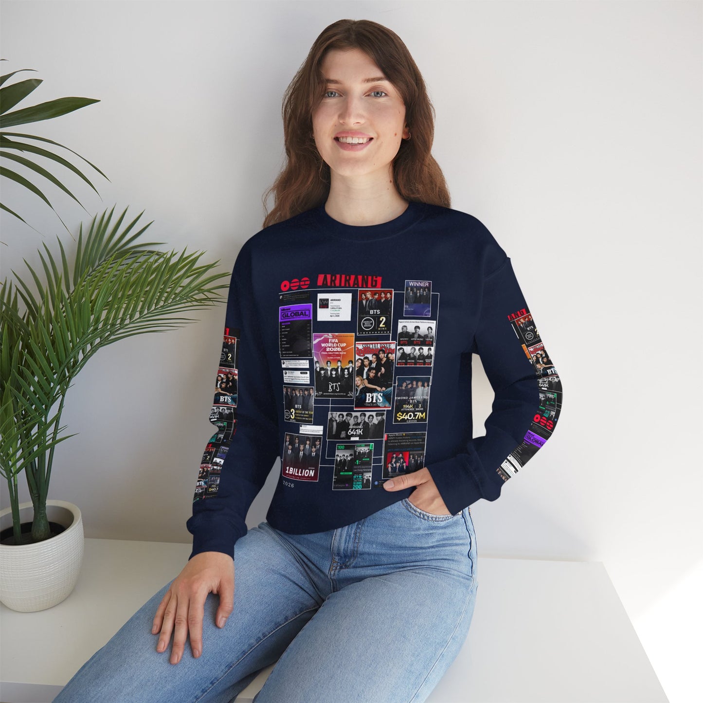 Crewneck Sweatshirt — BTS ARIRANG Collage Graphic Crewneck (Album Posters & Tour Art)