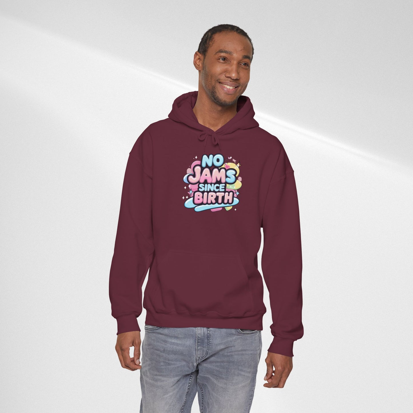 Hoodie — "No Jams Since Birth" Cute Kawaii Graphic Pullover