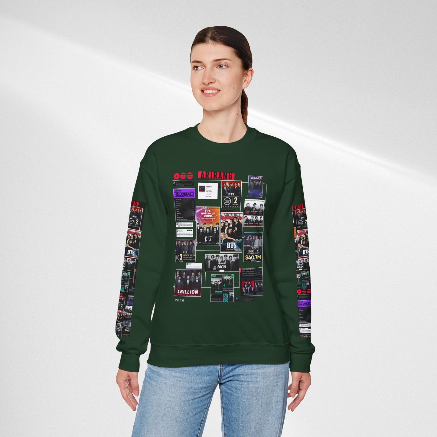 Crewneck Sweatshirt — BTS ARIRANG Collage Graphic Crewneck (Album Posters & Tour Art)