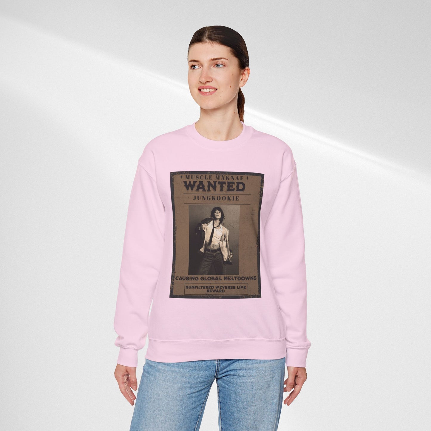 Crewneck Sweatshirt — Vintage JK'Wanted' Poster Graphic