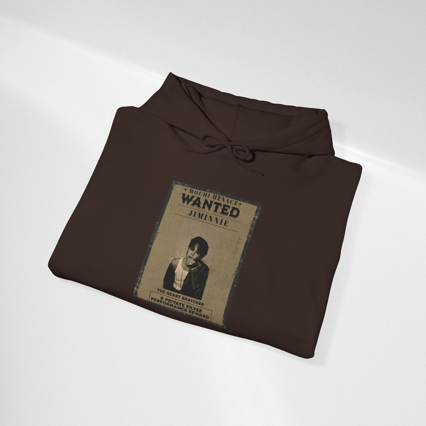 JIMIN Wanted Poster Hoodie — Vintage Photo "Wanted" Graphic Sweatshirt