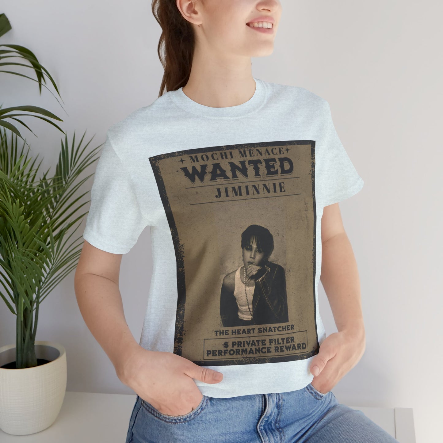 JIMIN Wanted Poster Graphic Tee — 'Mischief Menace' Vintage Style