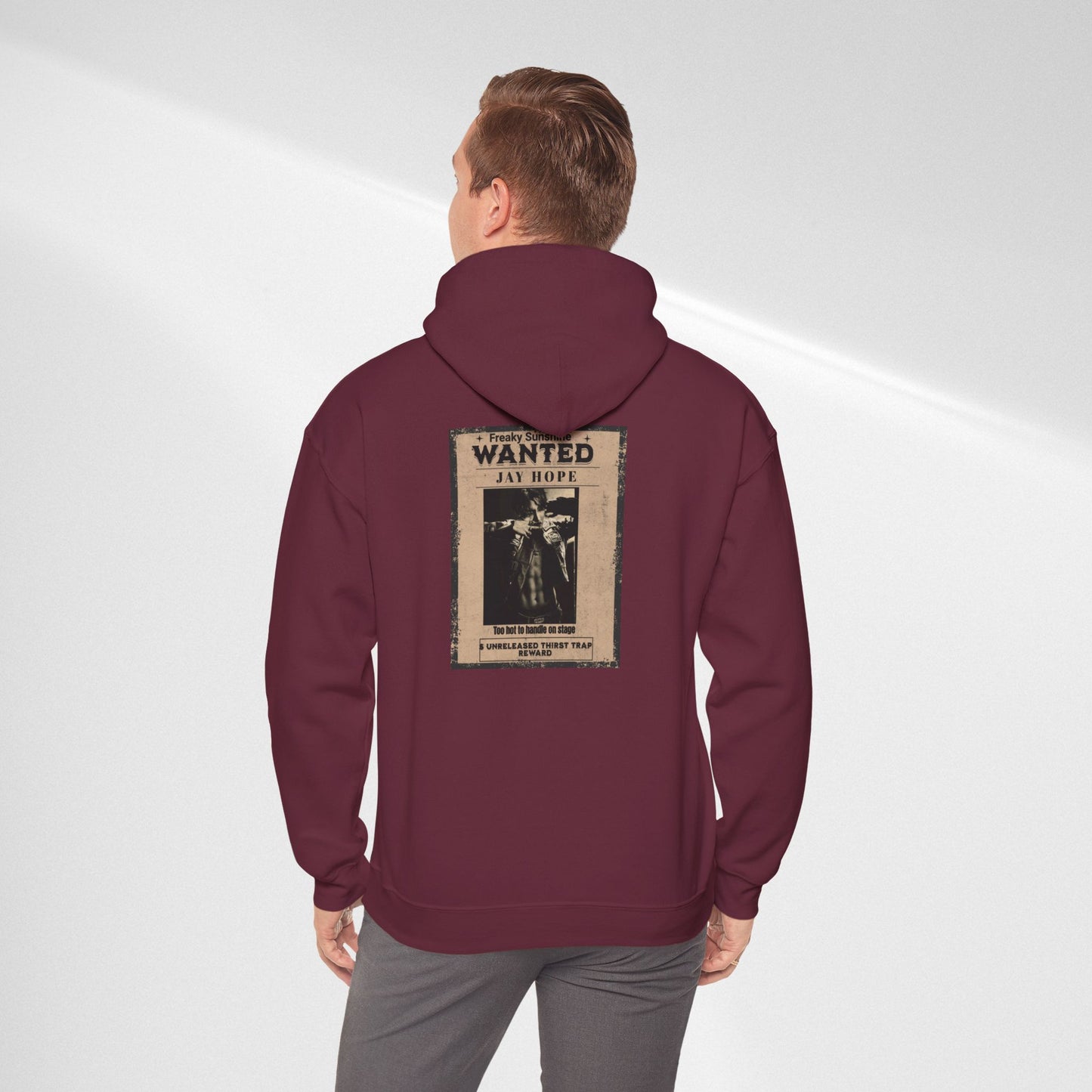 Hoodie - Vintage JHOPE 'WANTED' Poster Graphic Hooded Sweatshirt