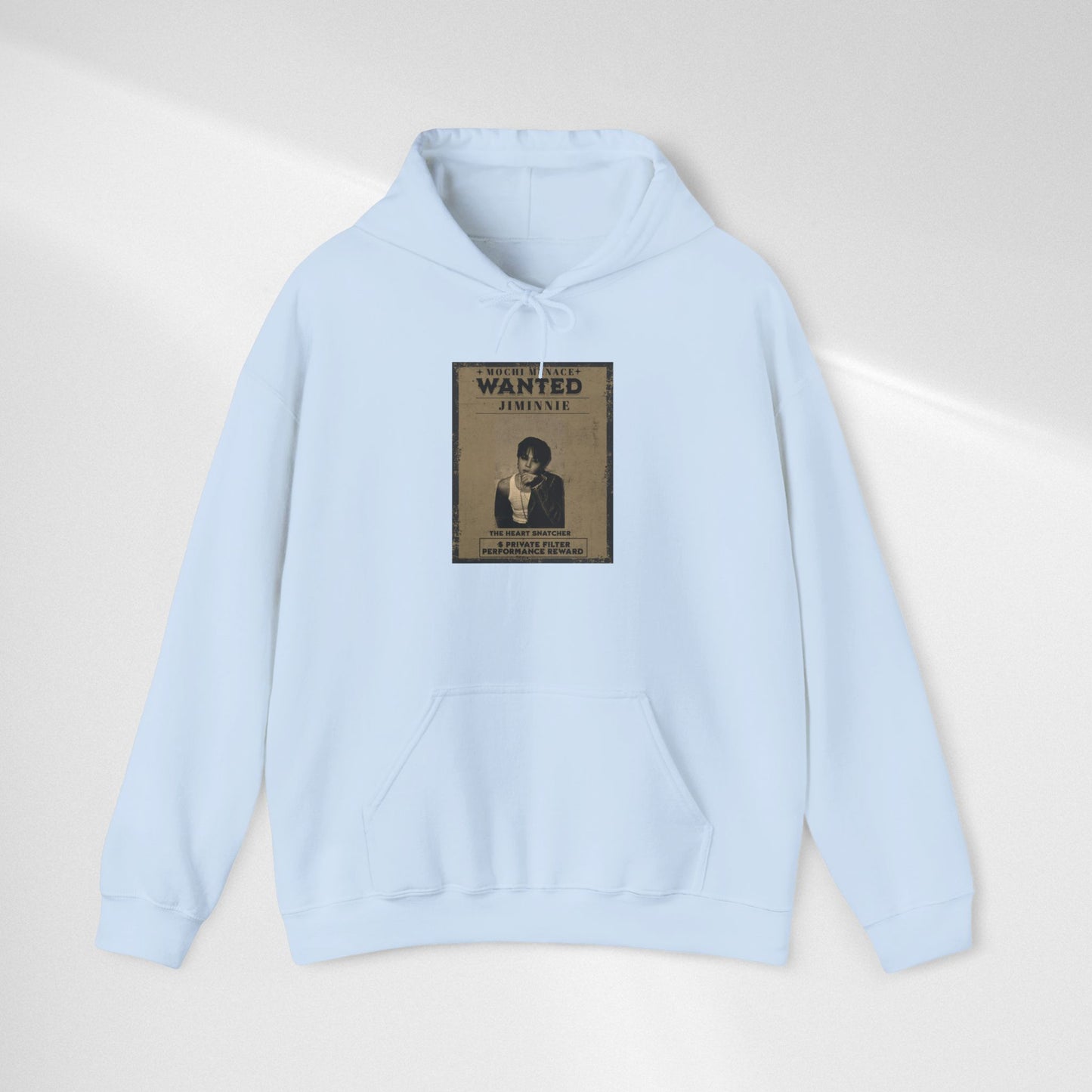JIMIN Wanted Poster Hoodie — Vintage Photo "Wanted" Graphic Sweatshirt