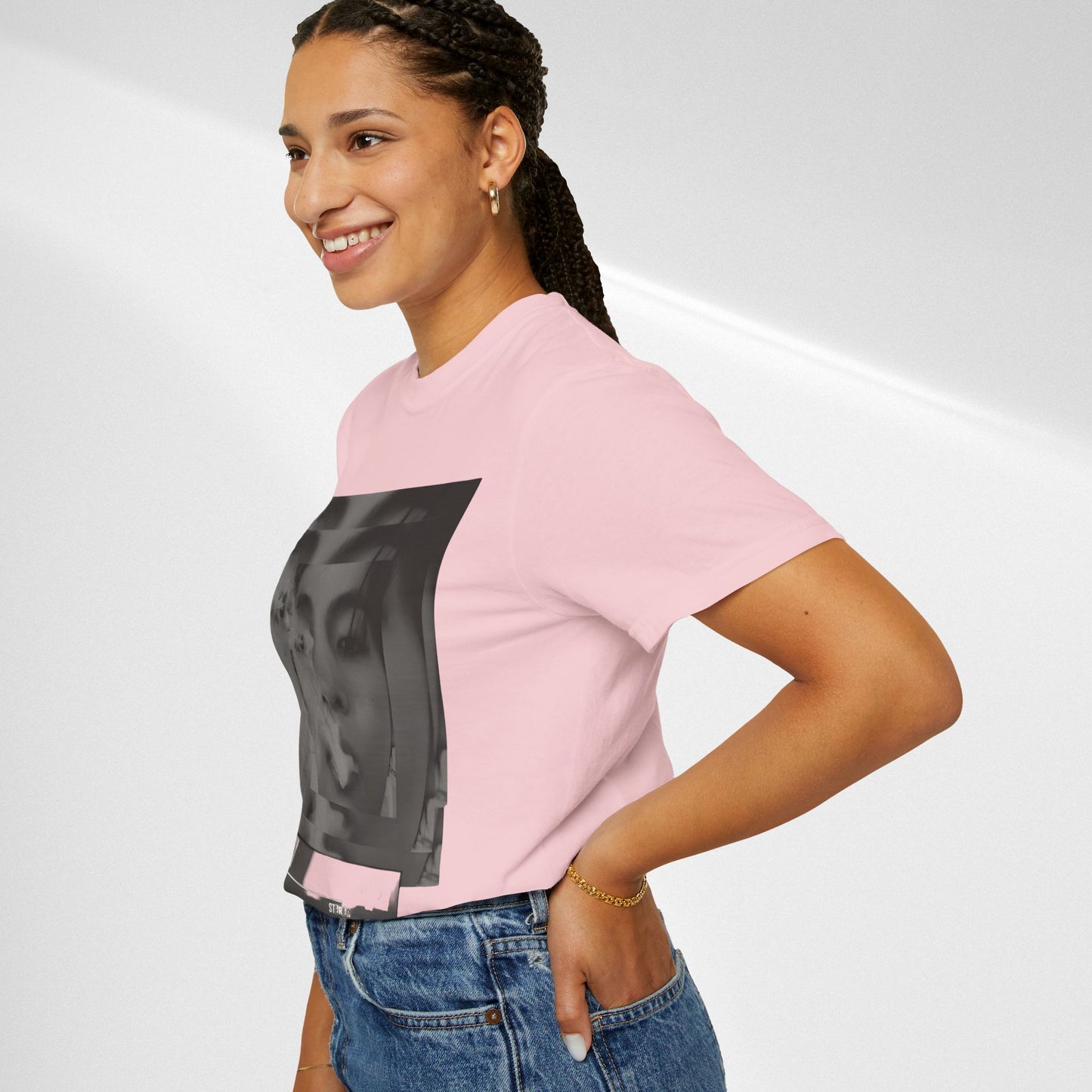 V Graphic Tee — Noir Glitch Portrait T-Shirt