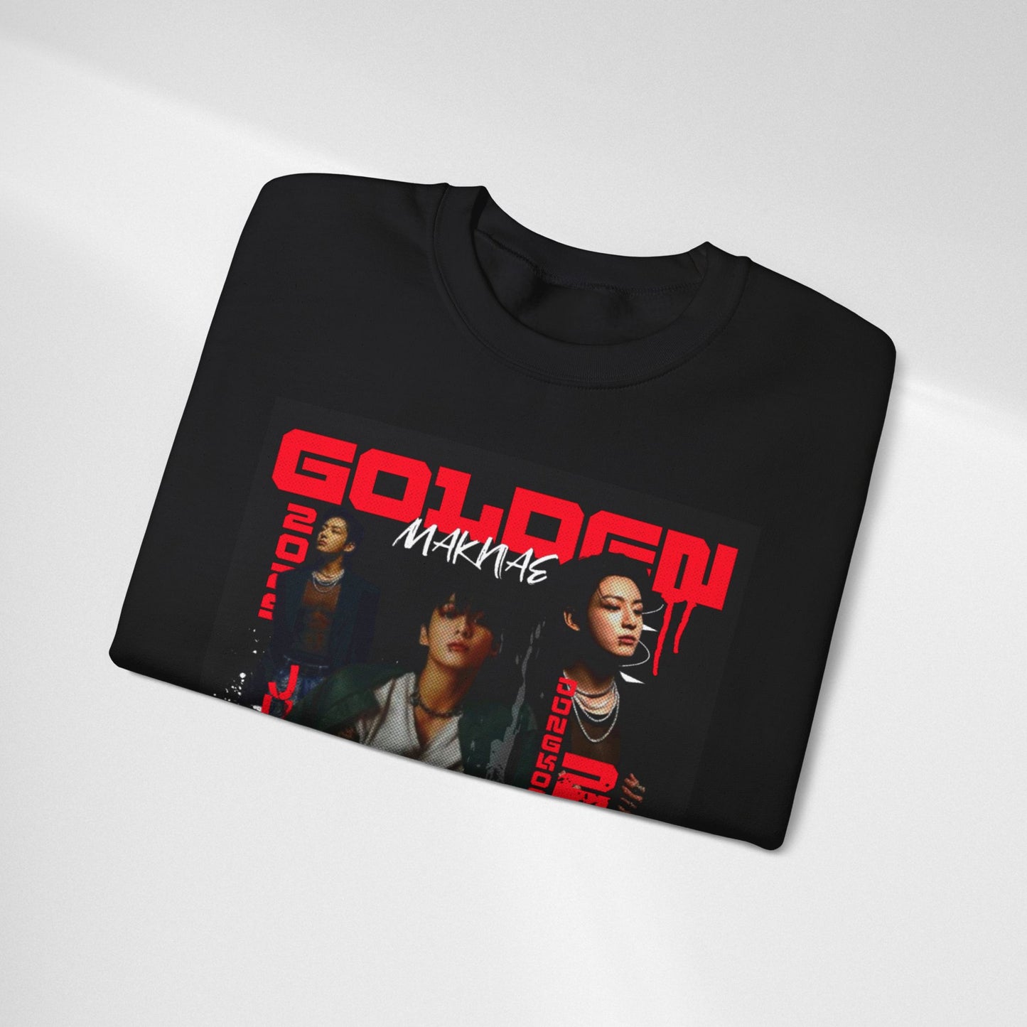 JK Golden Making Crewneck Sweatshirt — Retro K-Pop Photo Graphic