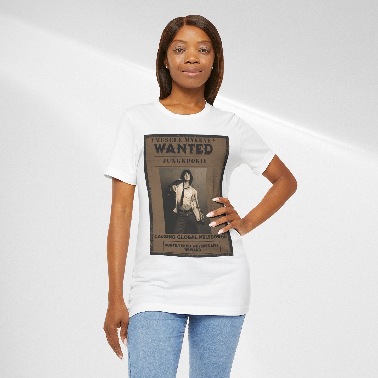 Wanted Poster Tee — 'Jungkook: Causing Global Meltdowns' Vintage K-Pop T-Shirt
