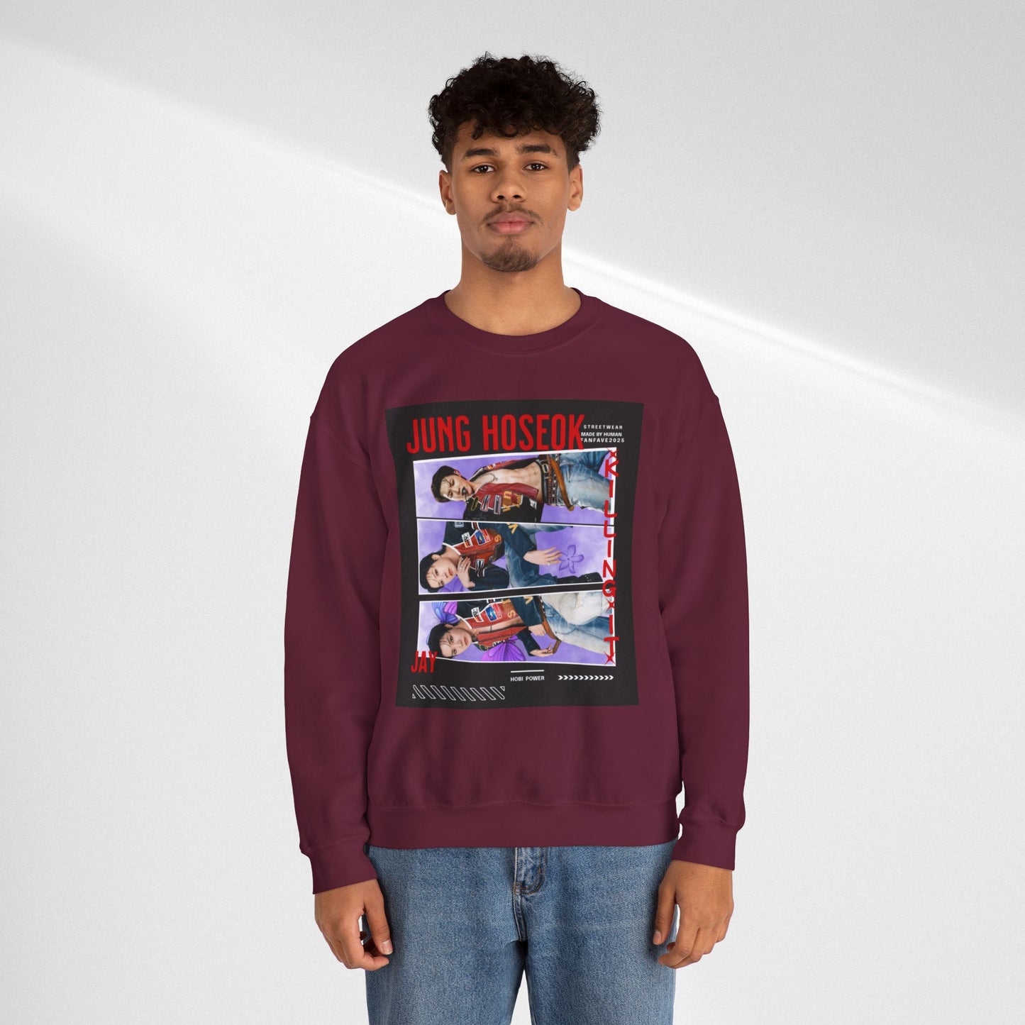 Photo Collage Crewneck Sweatshirt — 'JUNG HOSEOK' Graphic Pullover