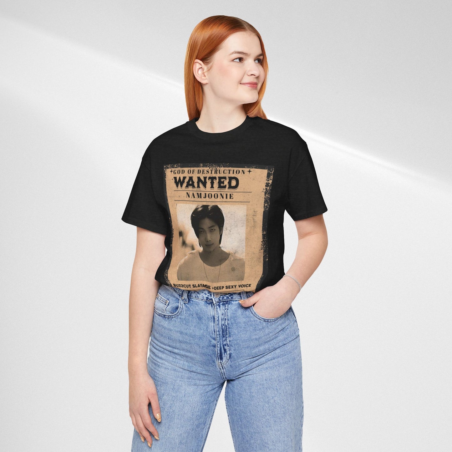 T-Shirt — Vintage 'Wanted: Namjoonie' Photo Tee (K-Pop Fan Poster Style)