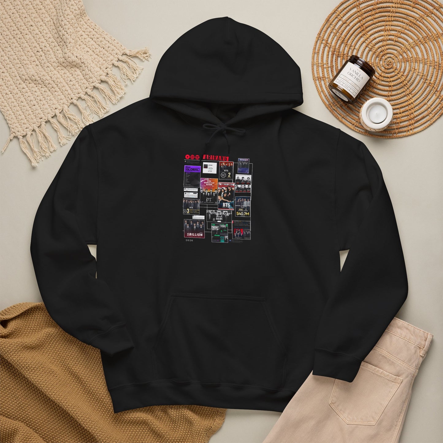 BTS ARIRANG Band Poster Collage Hoodie — Vintage Gig Tour Graphic Sweatshirt